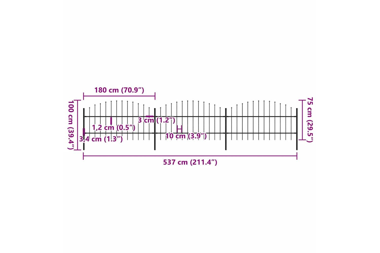 Vidaxl 277714 Garden Fence With Spear Top Steel-5