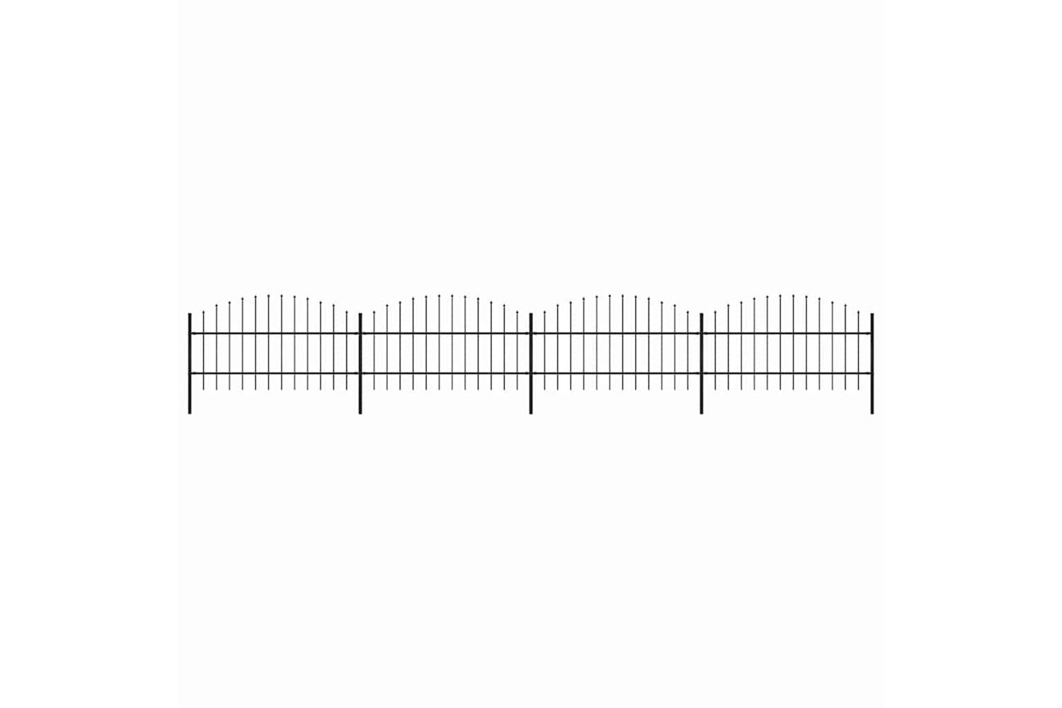 Vidaxl 277715 Garden Fence With Spear Top Steel (0.75-1)x6.8 M Black