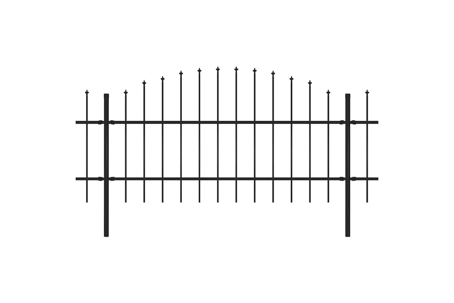 Vidaxl 277715 Garden Fence With Spear Top Steel (0.75-1)x6.8 M Black-2