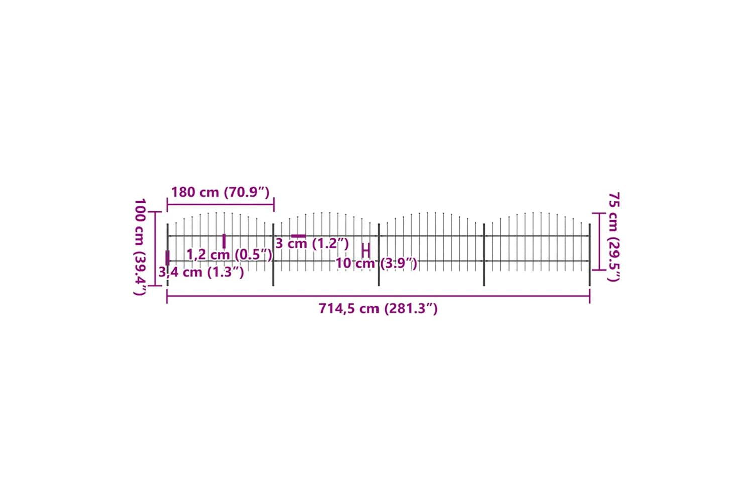 Vidaxl 277715 Garden Fence With Spear Top Steel (0.75-1)x6.8 M Black-5