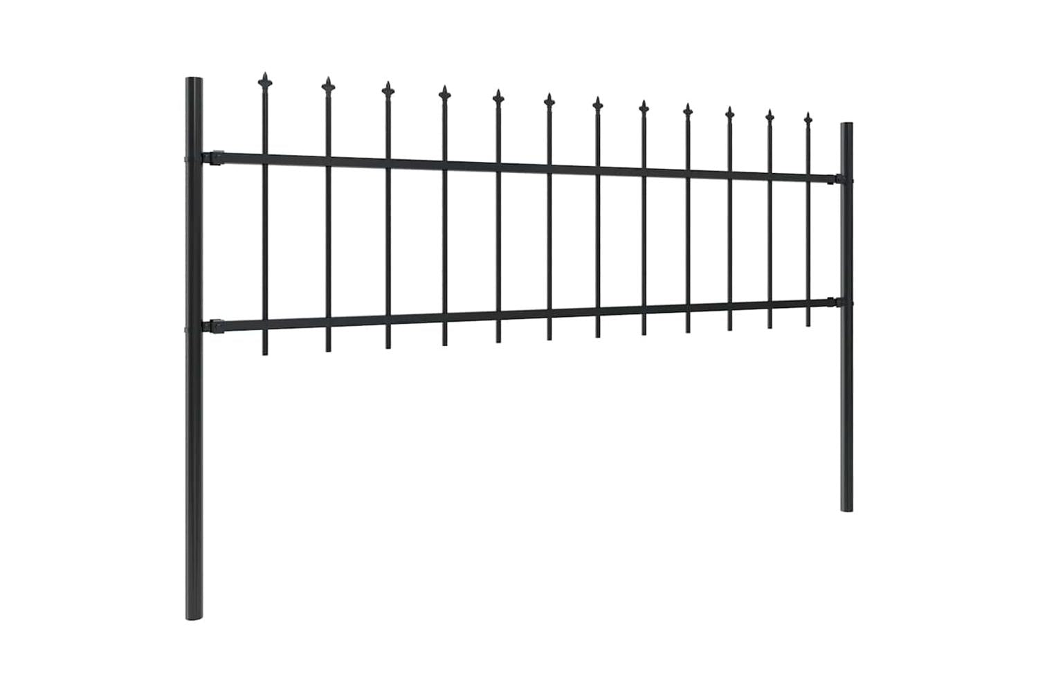 Vidaxl Garden Fence With Spear Top Steel 1.8 M Black-2
