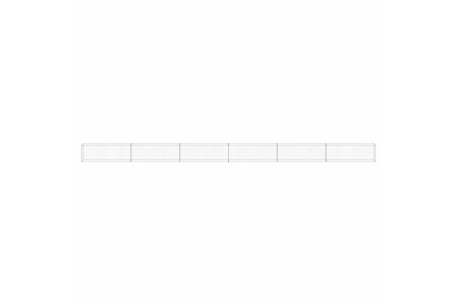 vidaXL 147816 Gabion Wall With Covers Galvanised Steel 900x30x50cm-4