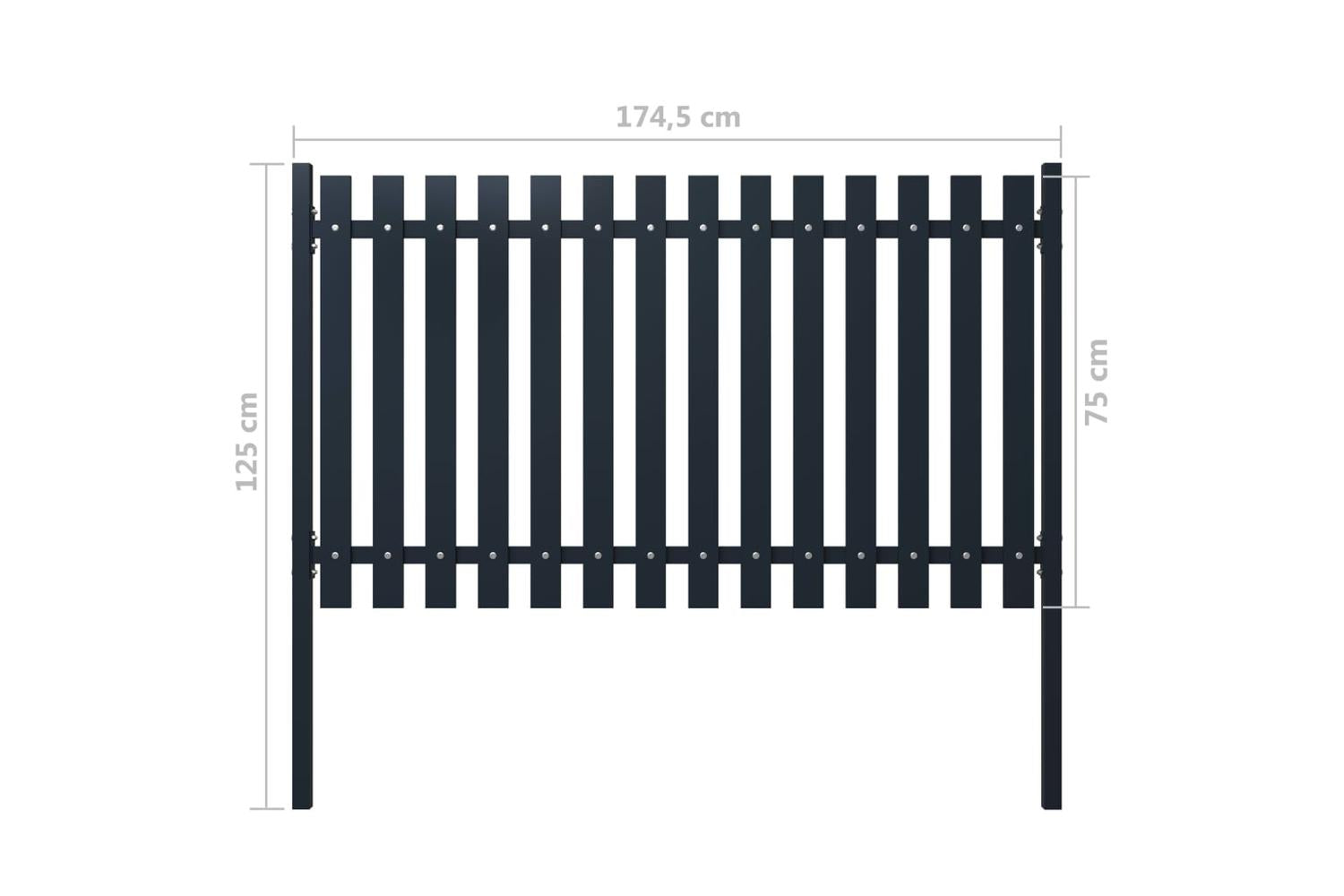 vidaXL 146470 Fence Panel Anthracite 174.5x75cm Powder-coated Steel-4