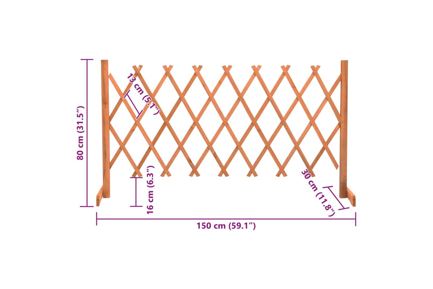 Vidaxl 314826 Garden Trellis Fence Orange 150x80 Cm Solid Firwood-7