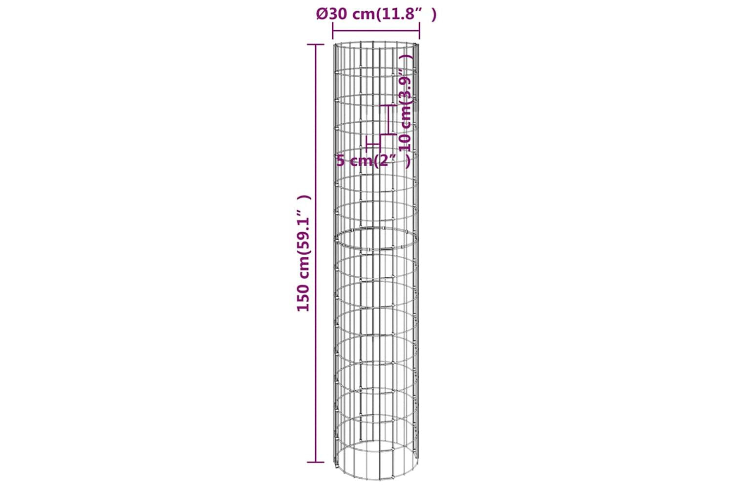 vidaXL 152013 Circular Gabion Pole Galvanised Steel ÃƒÂƒÃ‚Â˜30x150cm-6
