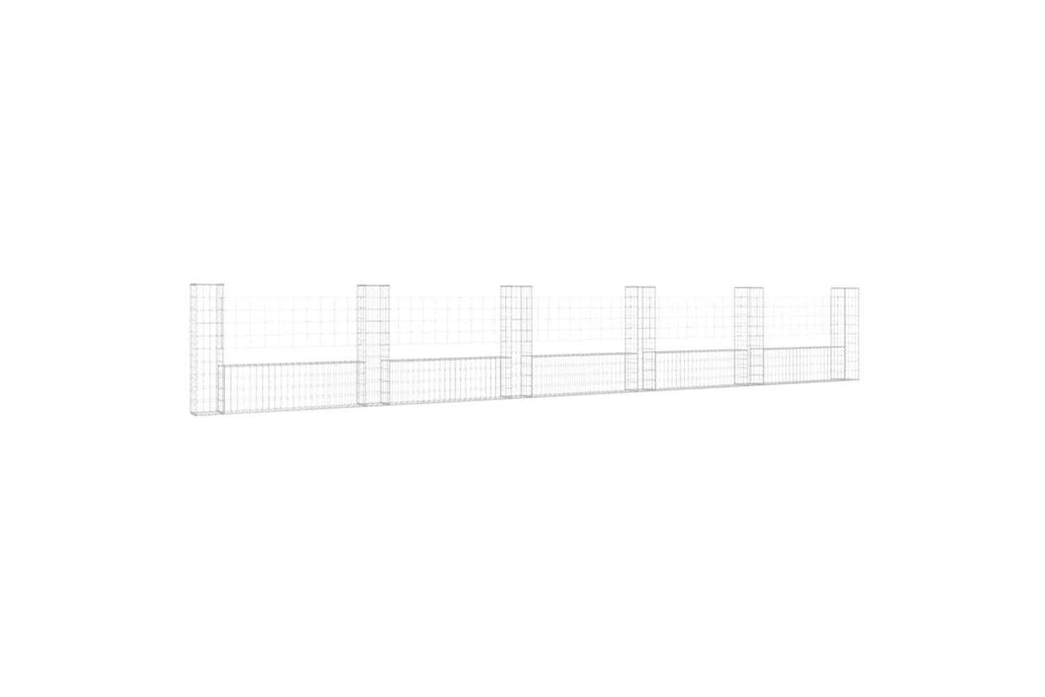 vidaXL 151279 U-shape Gabion Basket With 6 Posts Iron 620x20x100cm