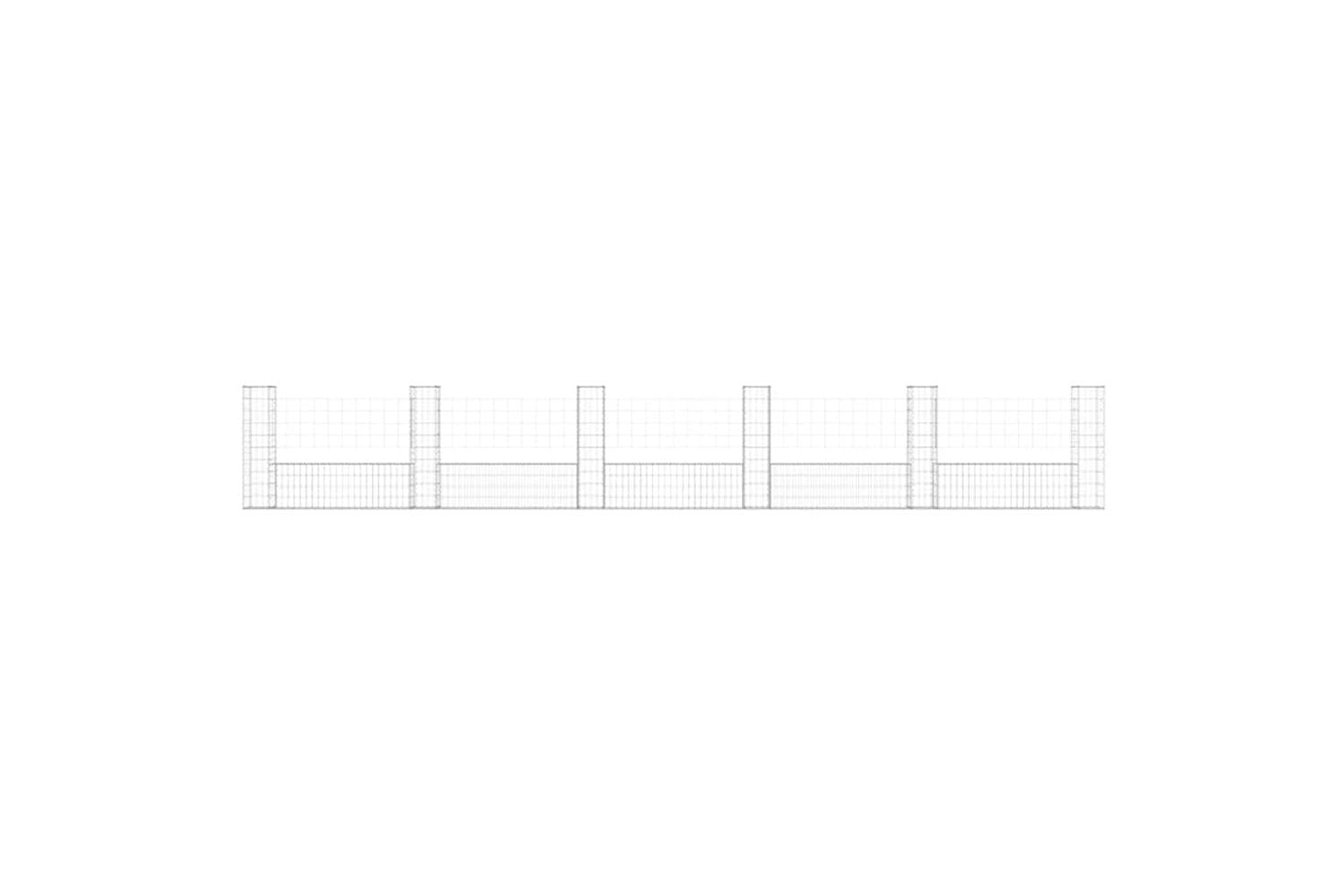 vidaXL 151279 U-shape Gabion Basket With 6 Posts Iron 620x20x100cm-3