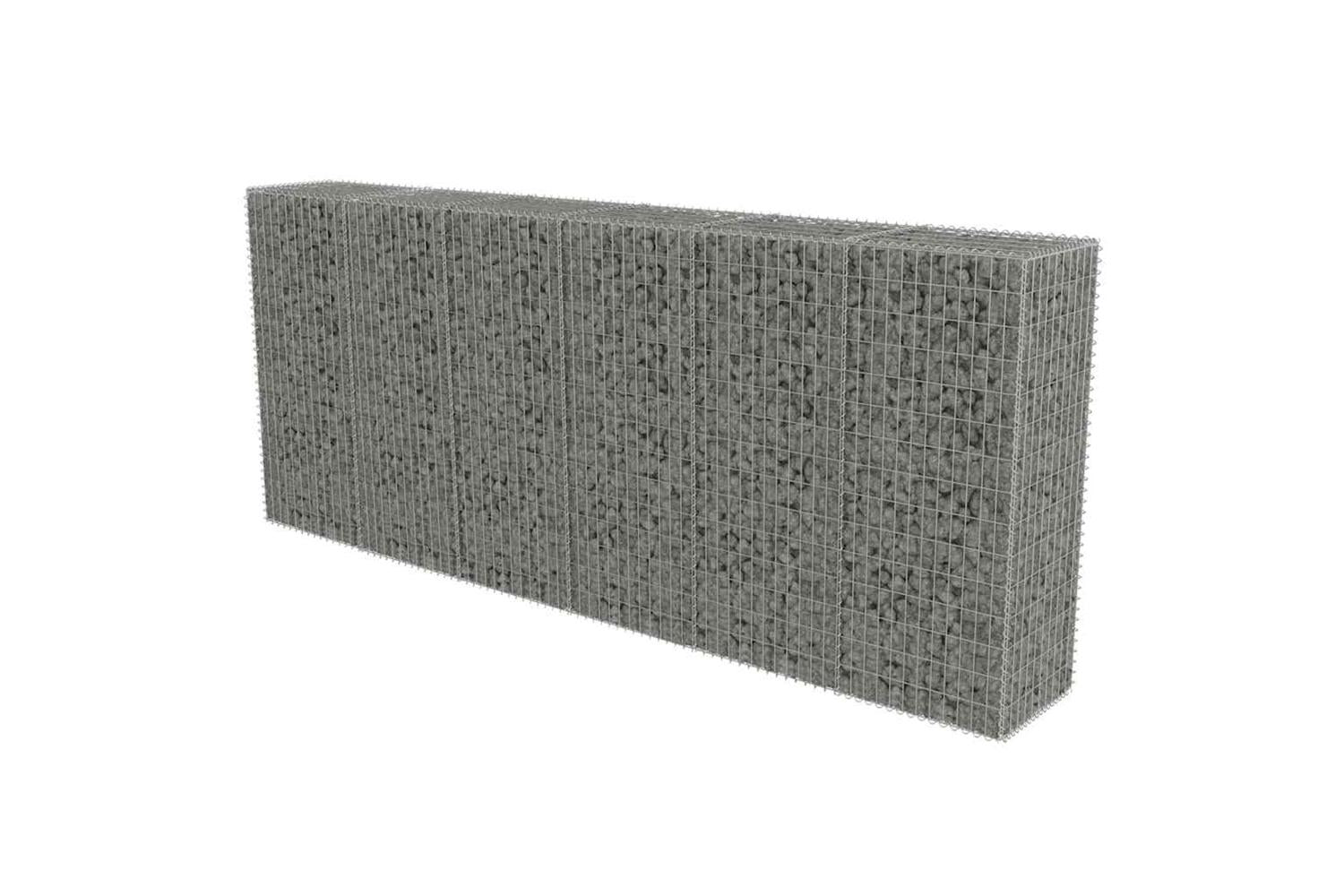vidaXL 143593 Gabion Wall With Covers Galvanised Steel 300x50x150cm-2