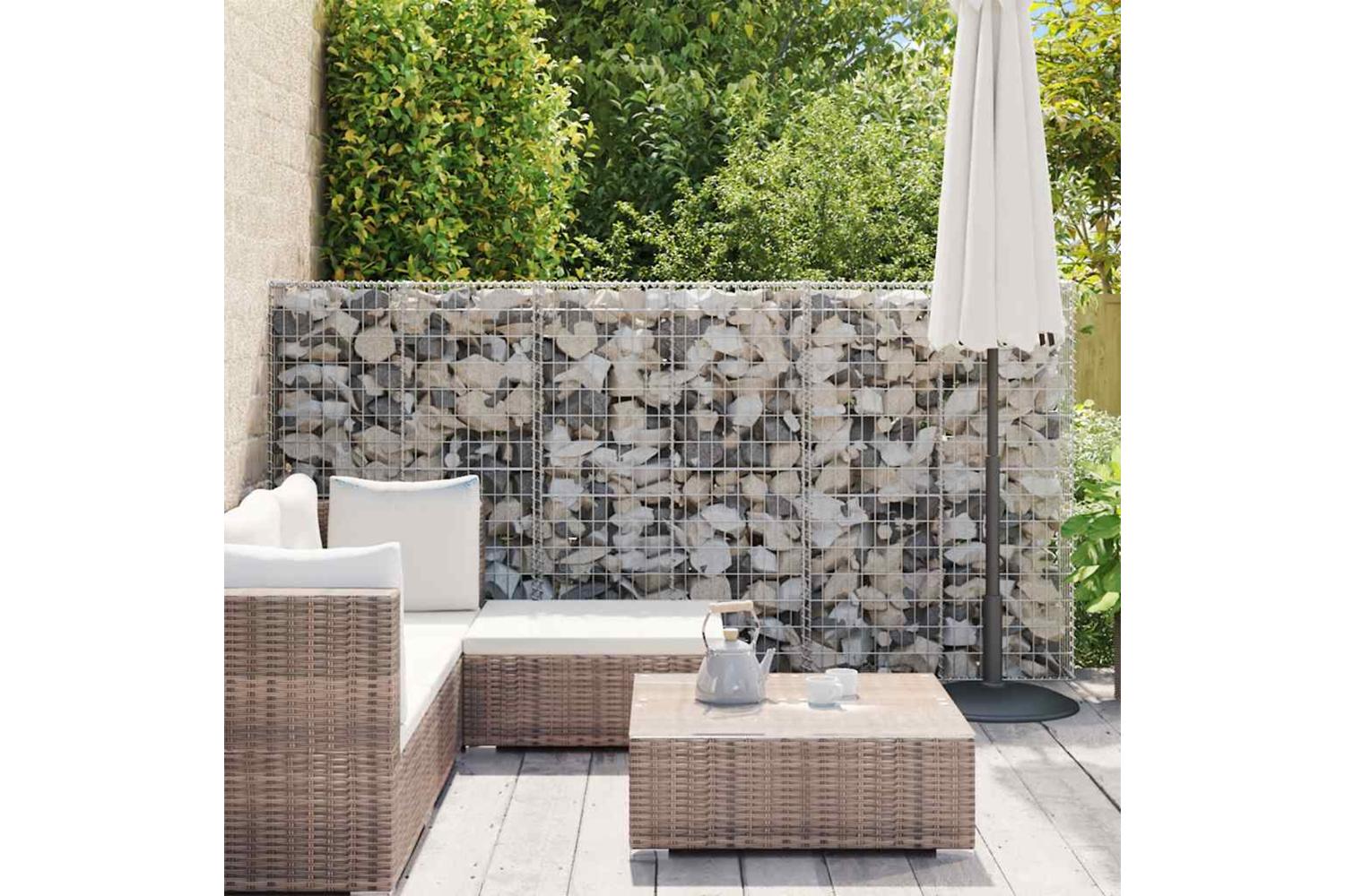vidaXL 143593 Gabion Wall With Covers Galvanised Steel 300x50x150cm-3