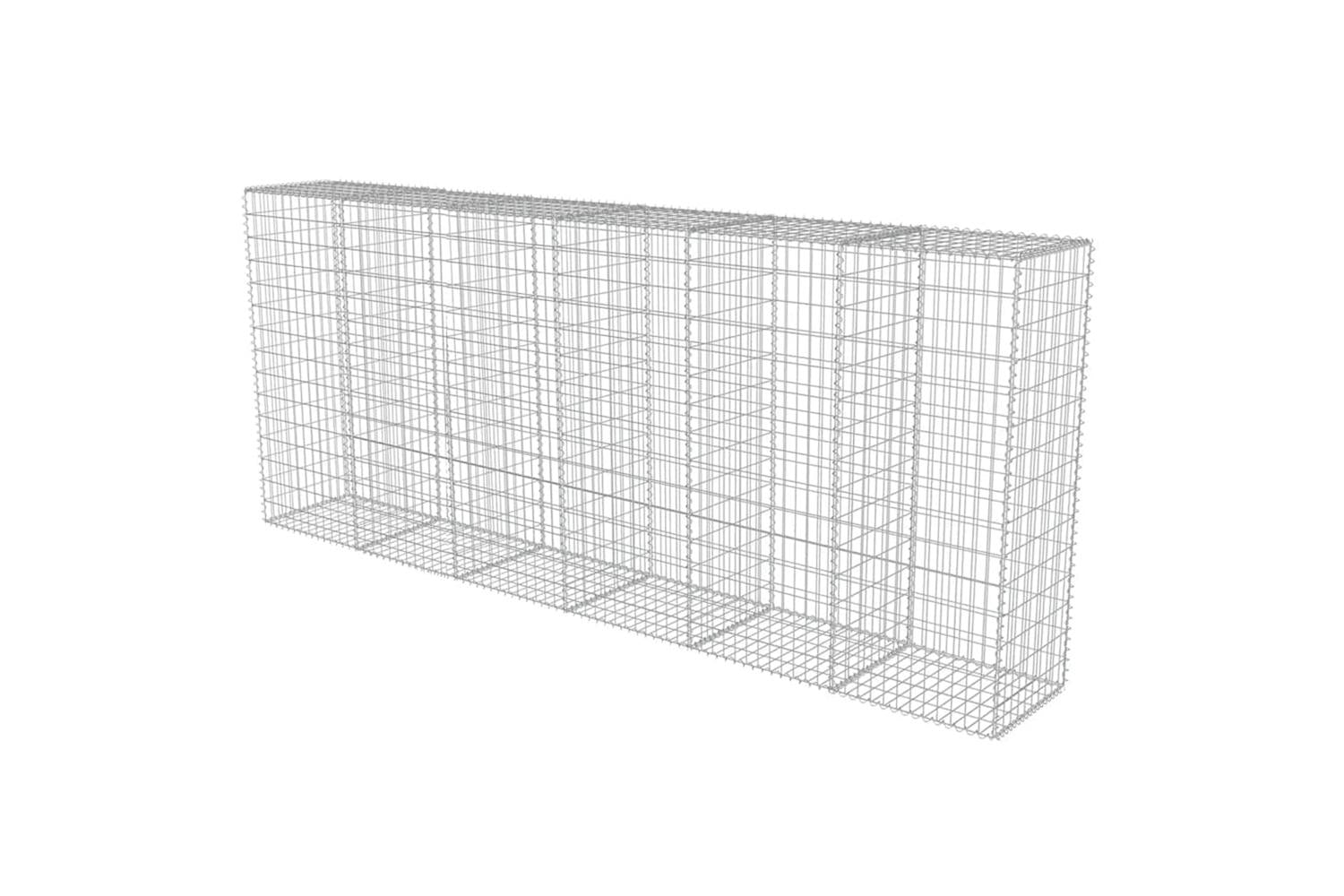 vidaXL 143593 Gabion Wall With Covers Galvanised Steel 300x50x150cm-4