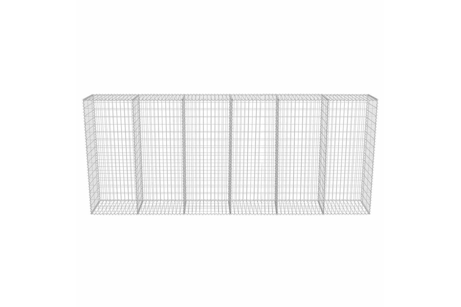 vidaXL 143593 Gabion Wall With Covers Galvanised Steel 300x50x150cm-5