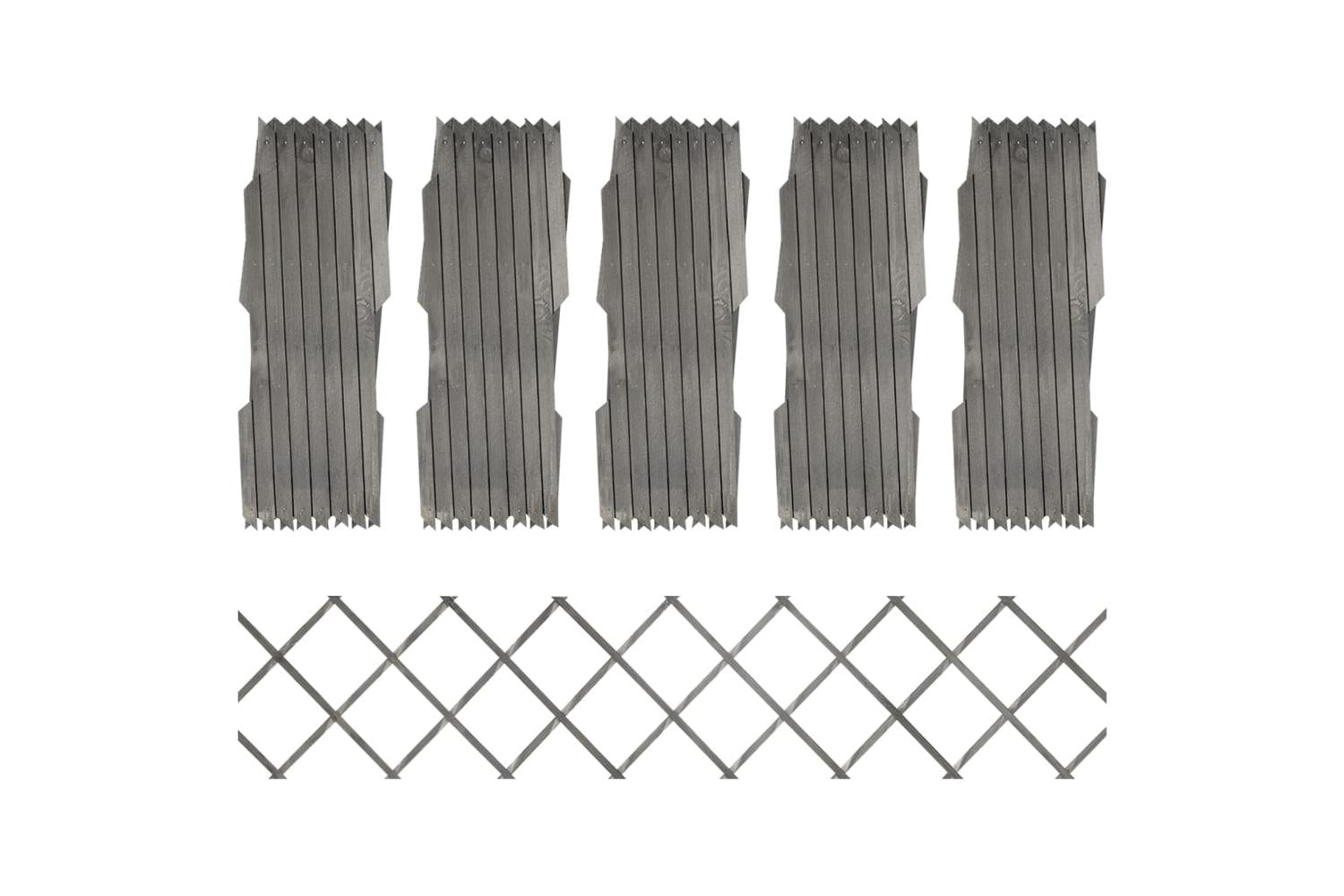 vidaXL 316423 Trellis Fences 5 Pcs Grey Solid Firwood 180x30cm