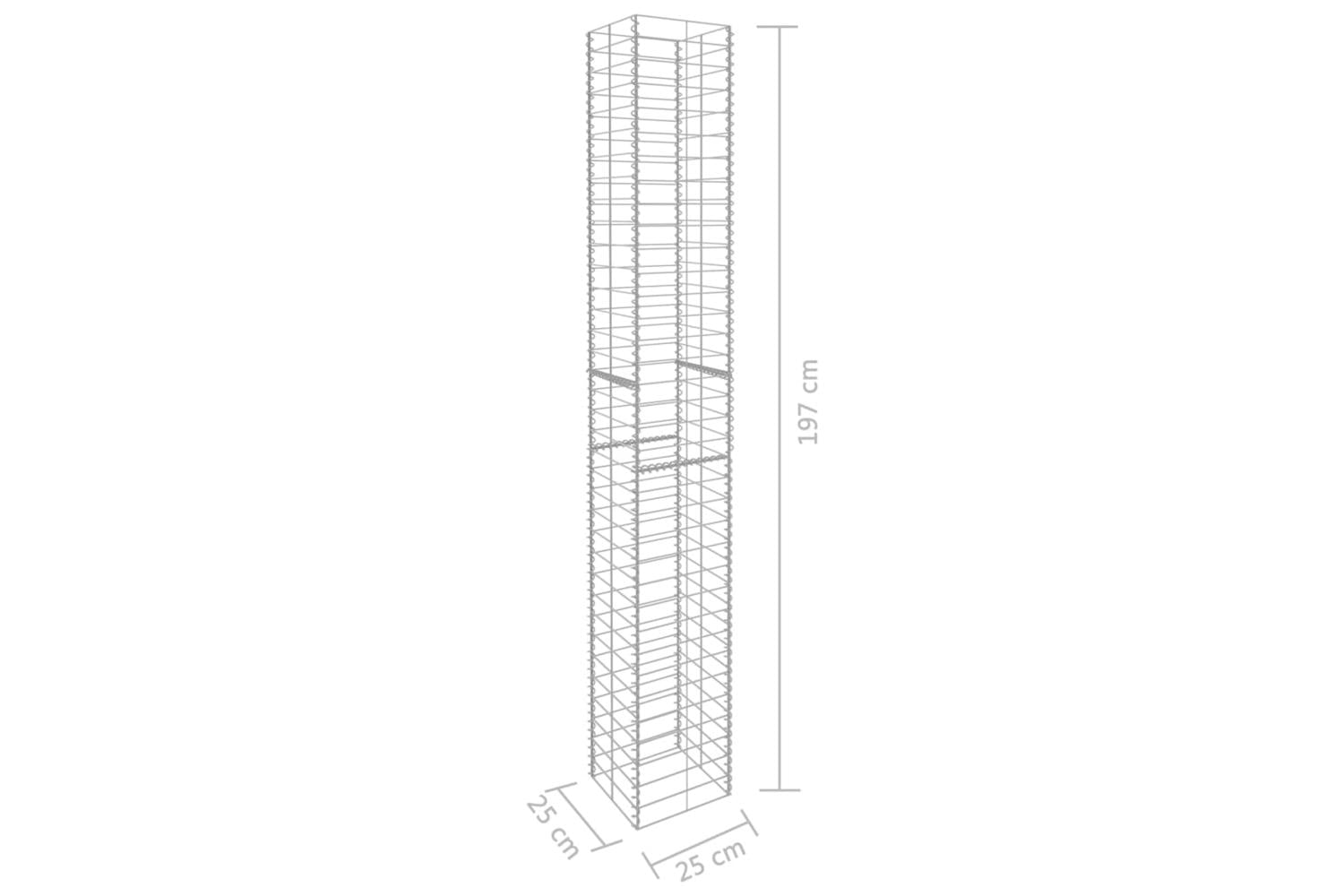 vidaXL 145088 Gabion Baskets 3 Pcs Galvanised Steel 25x25x197cm-6