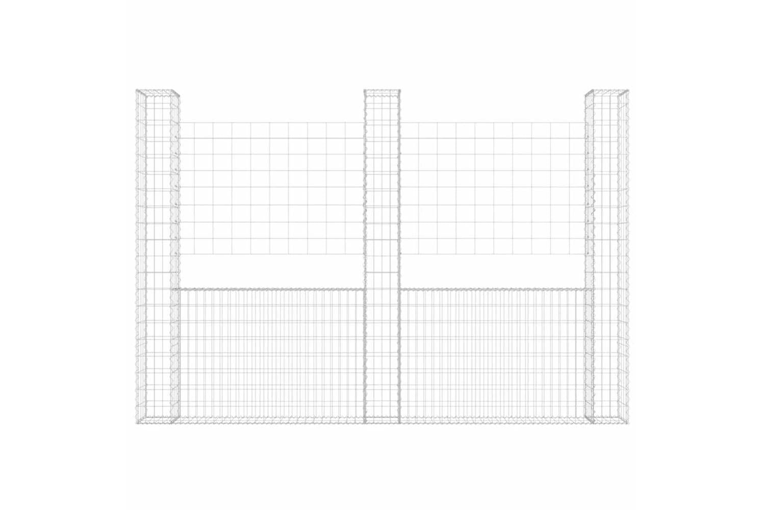 vidaXL 151290 U-shape Gabion Basket With 3 Posts Iron 260x20x200cm-3