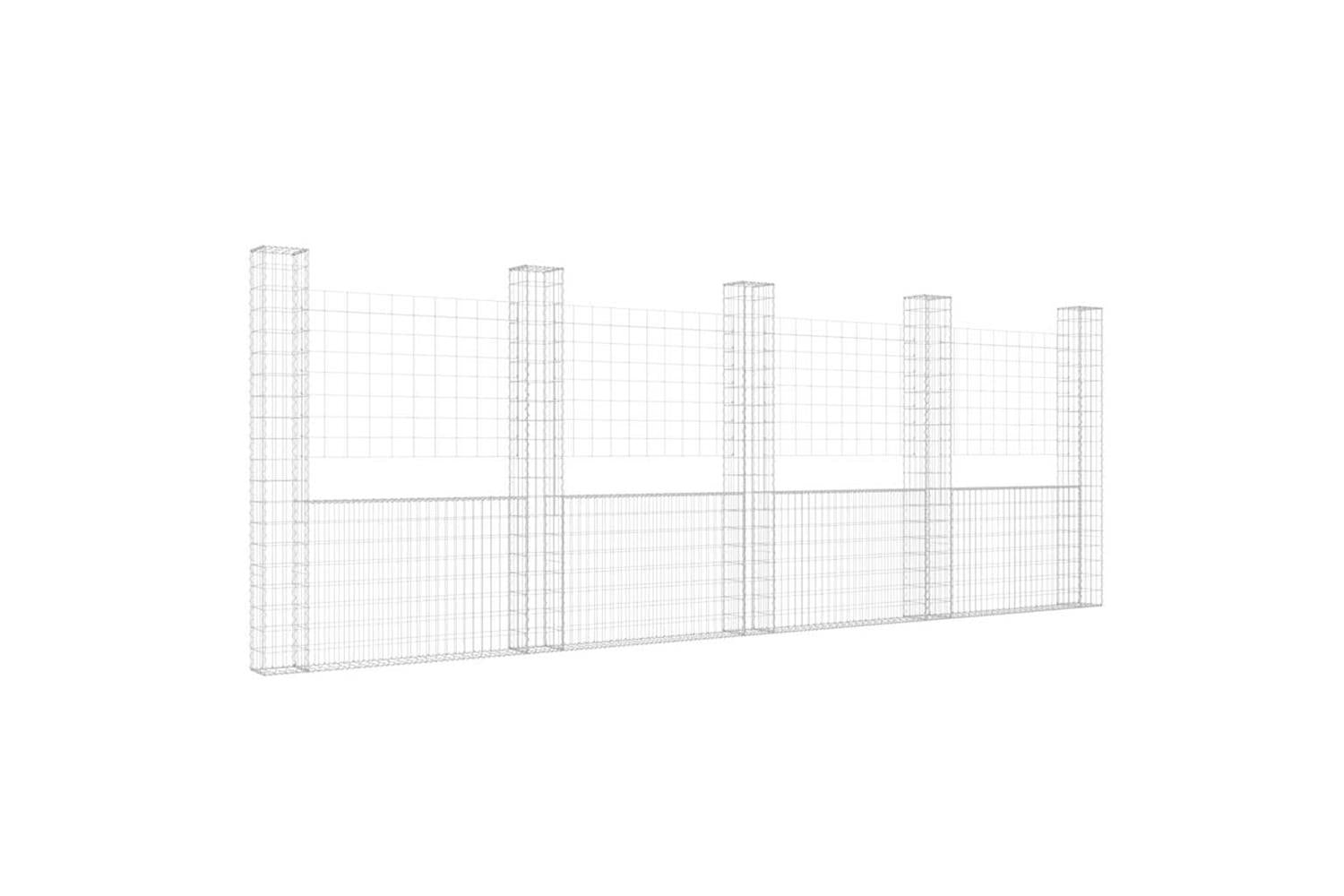 vidaXL 151292 U-shape Gabion Basket With 5 Posts Iron 500x20x200cm