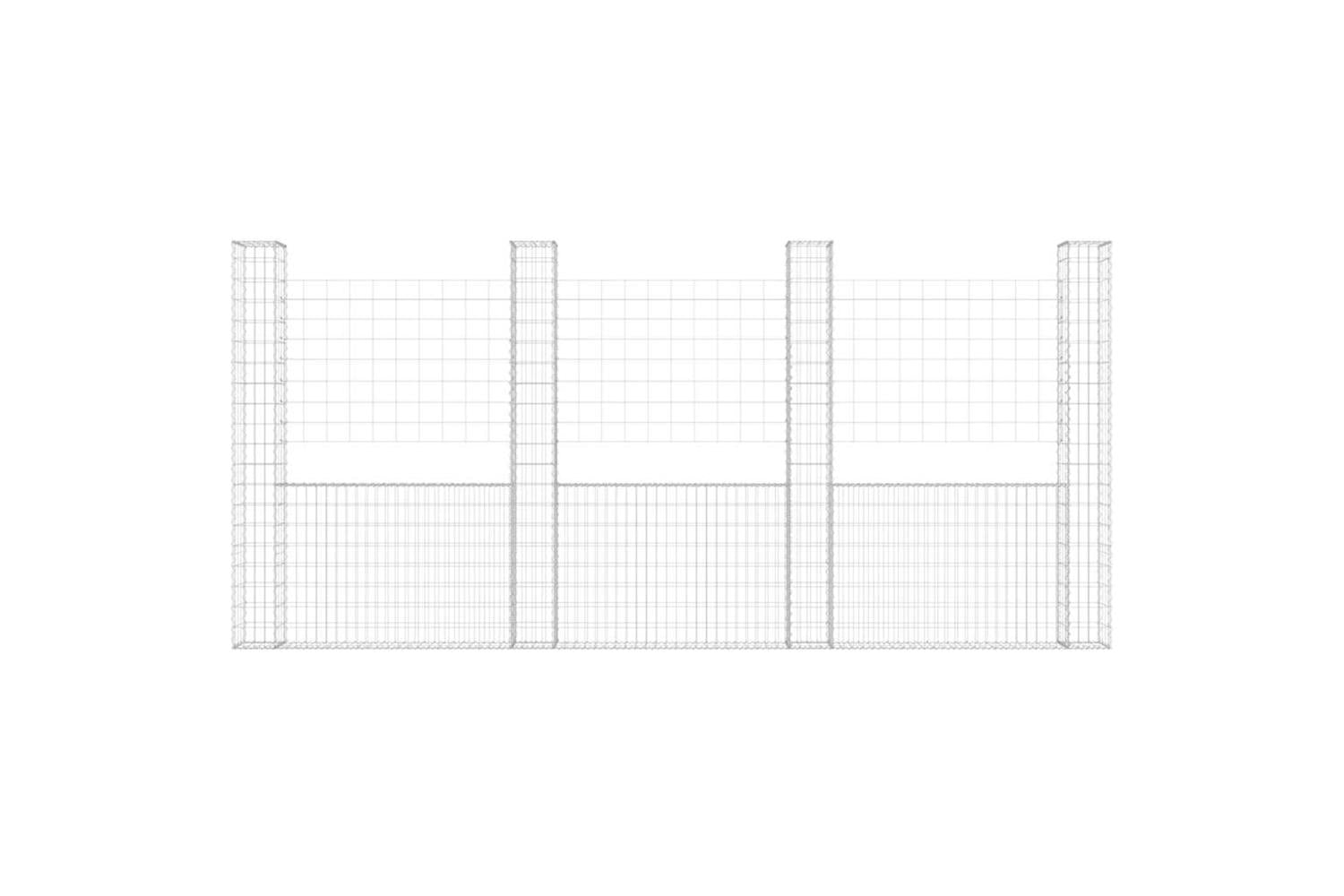 vidaXL 151292 U-shape Gabion Basket With 5 Posts Iron 500x20x200cm-3