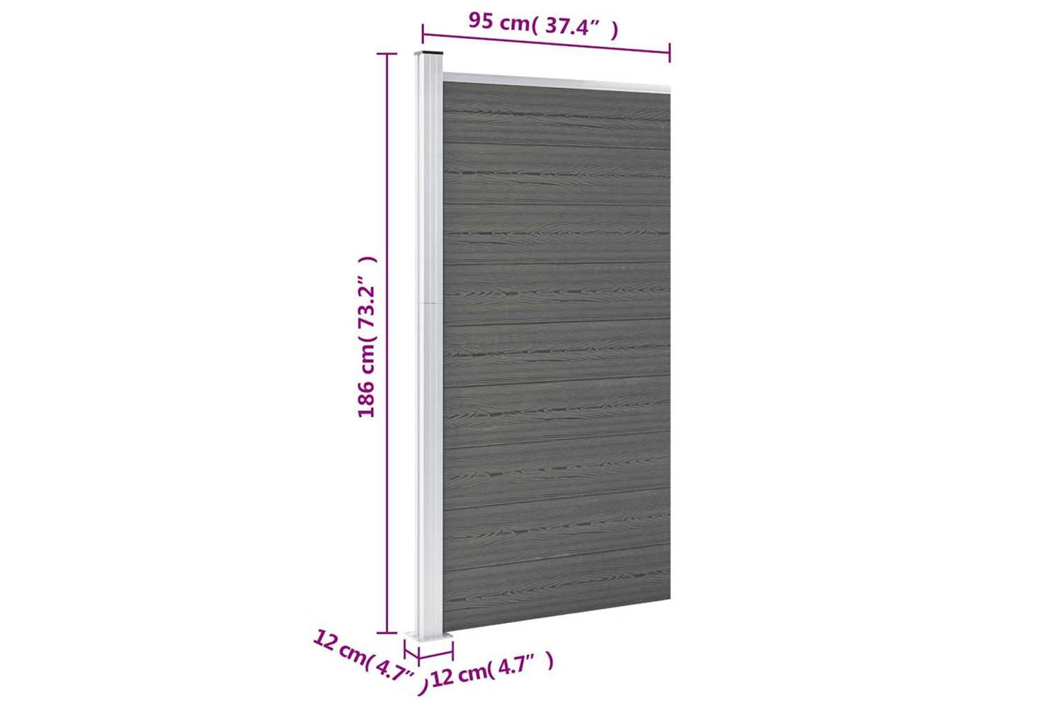 vidaXL Fence Panel Wpc 95x186cm Grey-9