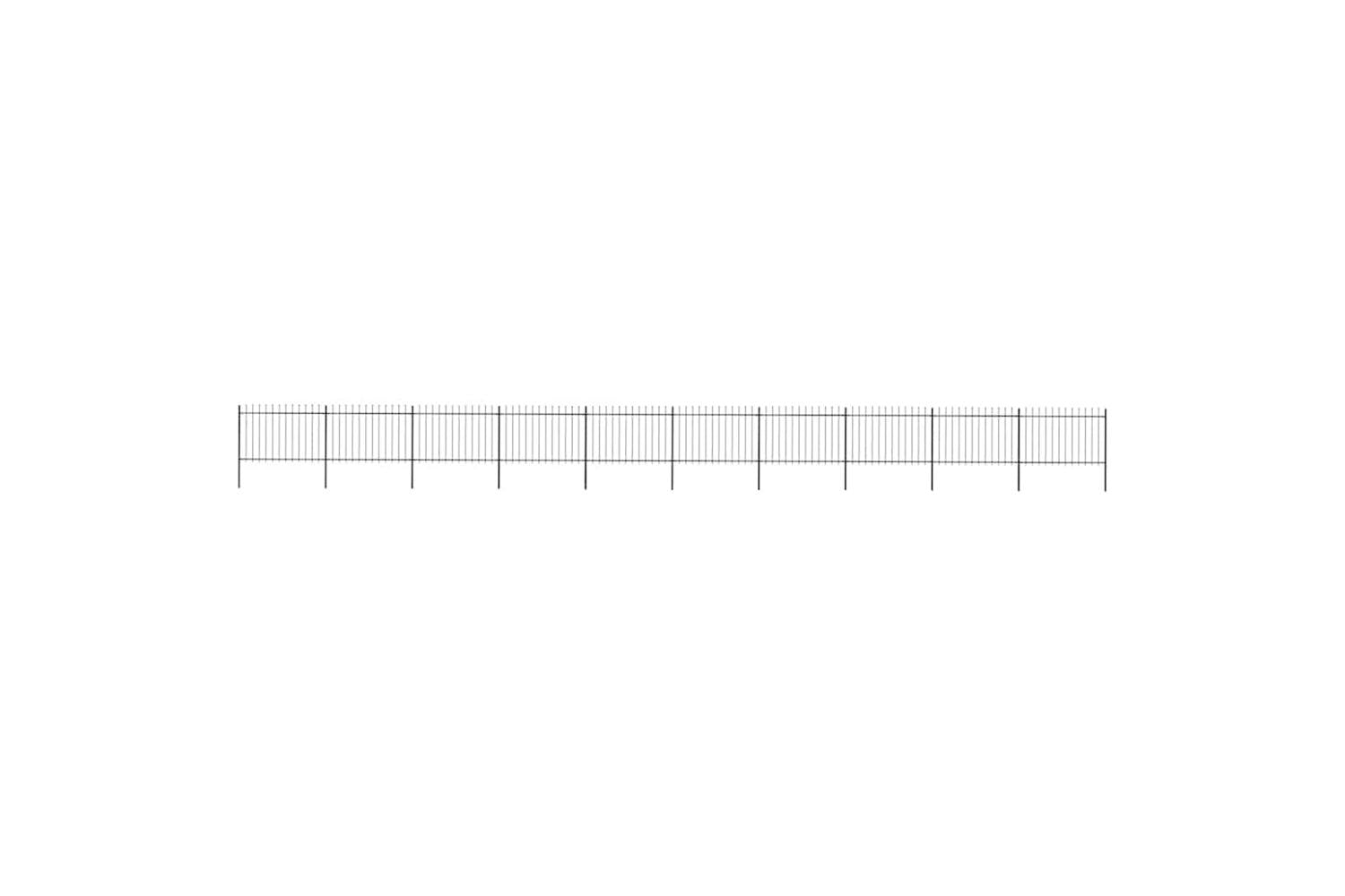 Vidaxl 277629 Garden Fence With Spear Top Steel 17x1.2 M Black