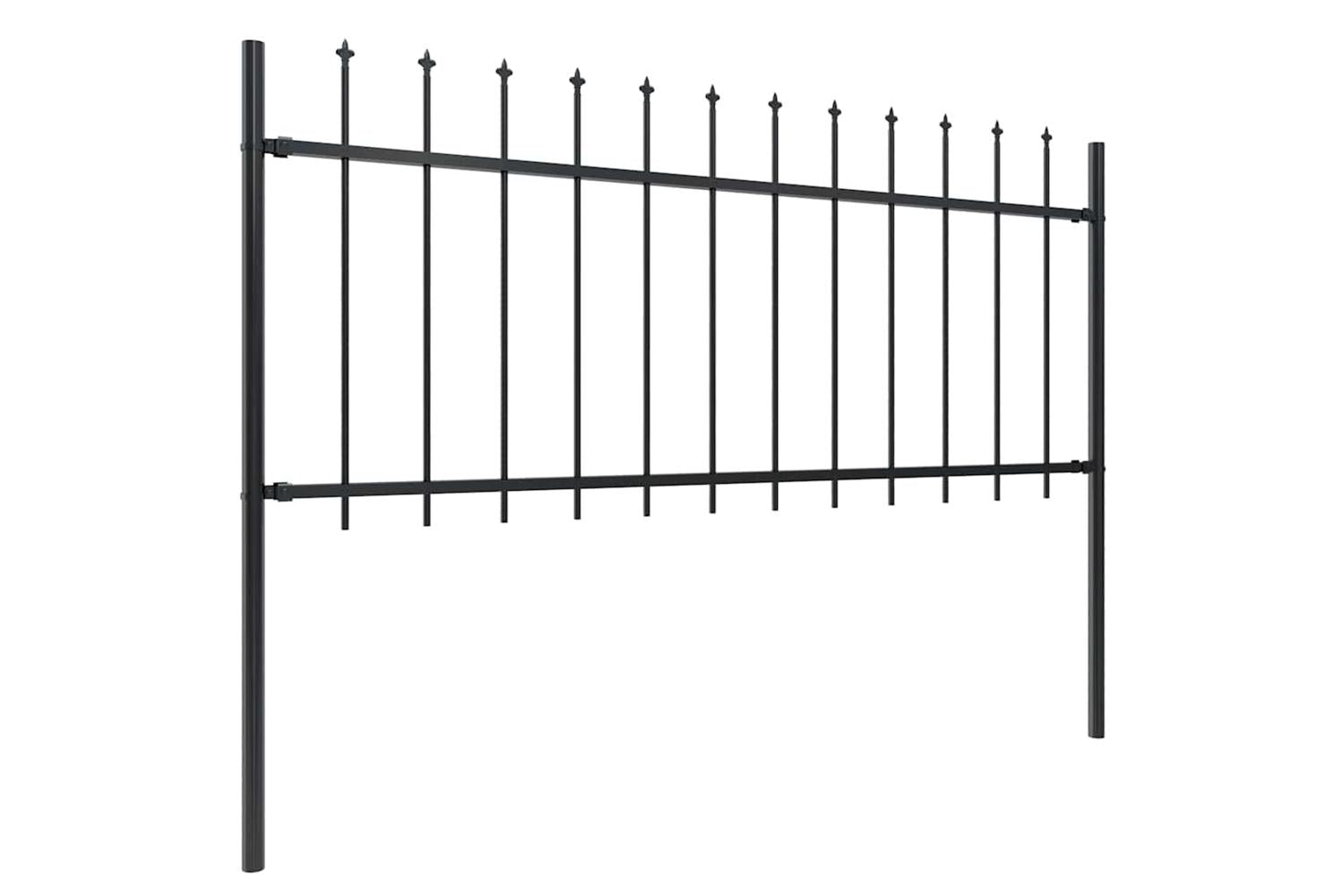 Vidaxl 277605 Garden Fence With Spear Top Steel 6.8x0.8 M Black-2