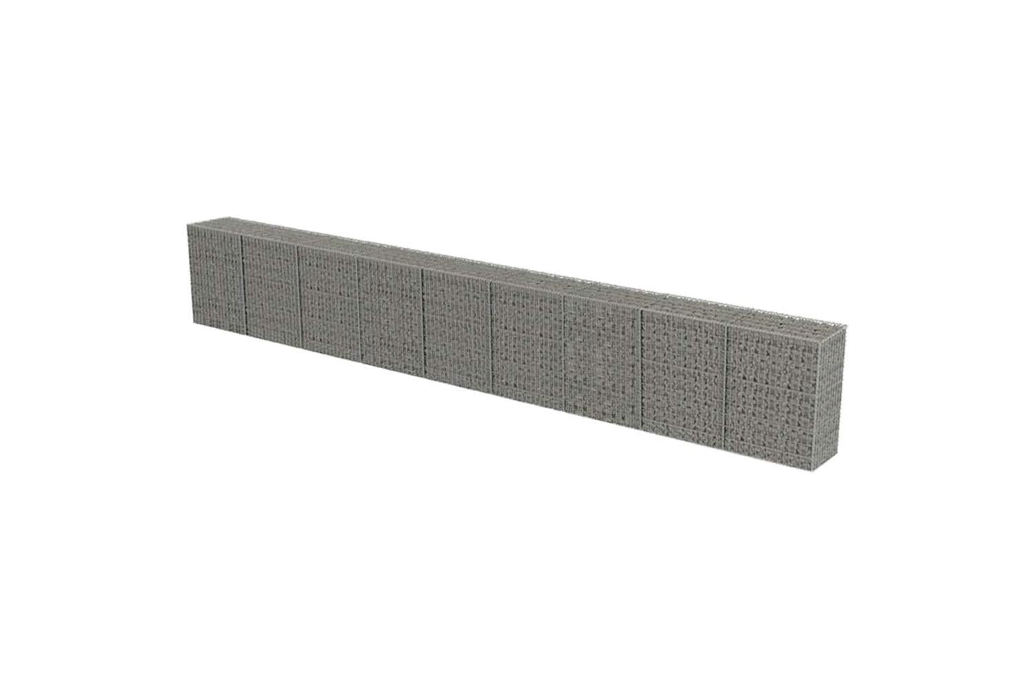vidaXL 143588 Gabion Wall With Covers Galvanised Steel 900x50x100cm-2