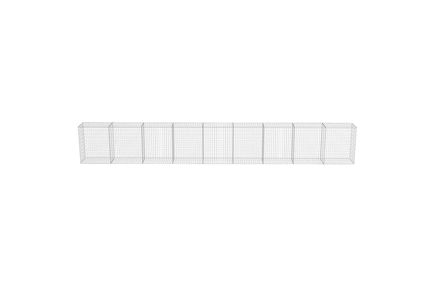 vidaXL 143588 Gabion Wall With Covers Galvanised Steel 900x50x100cm-5
