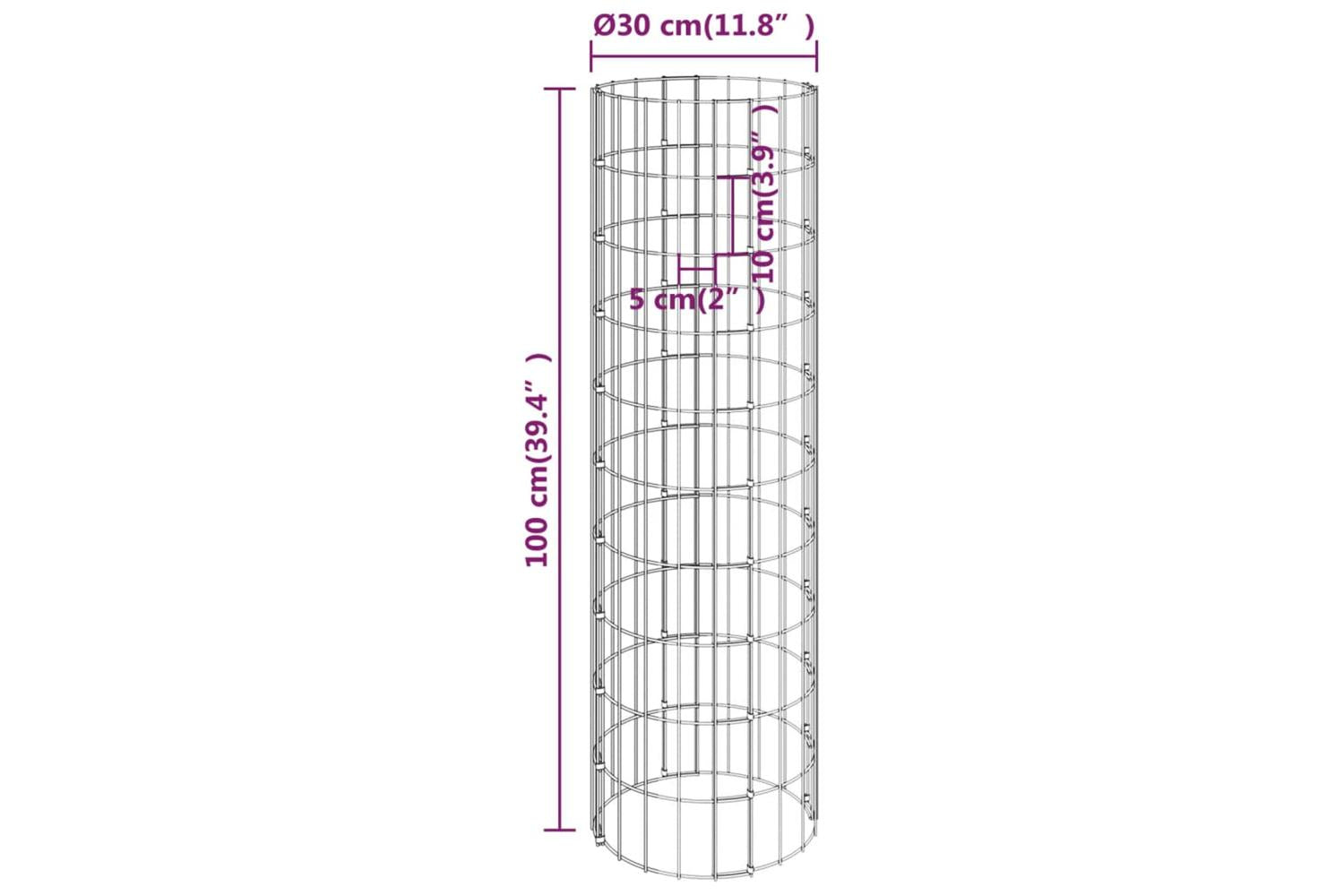 vidaXL 152012 Circular Gabion Pole Galvanised Steel ÃƒÂƒÃ‚Â˜30x100cm-6