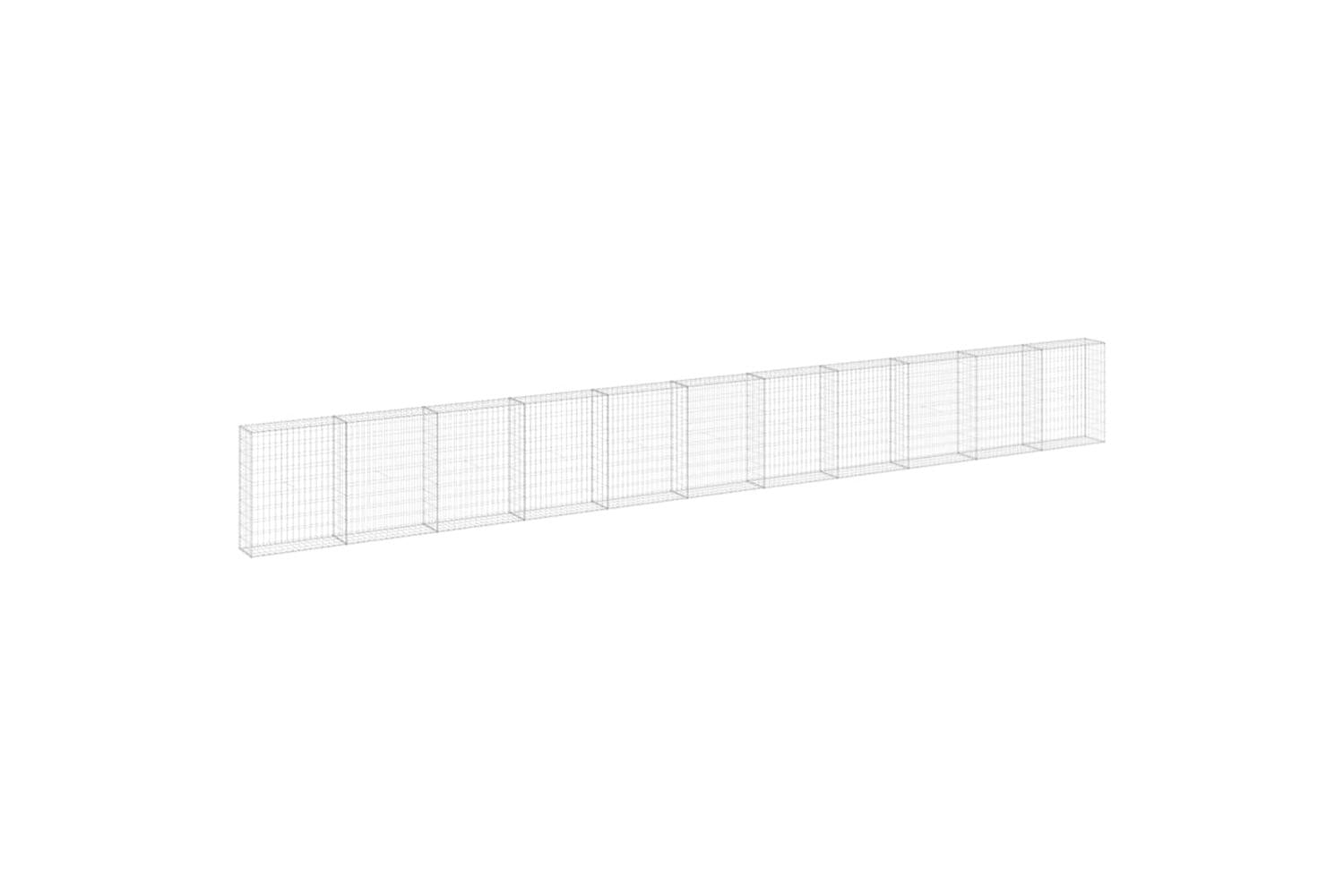 vidaXL 147817 Gabion Wall With Covers Galvanised Steel 900x30x100cm-2