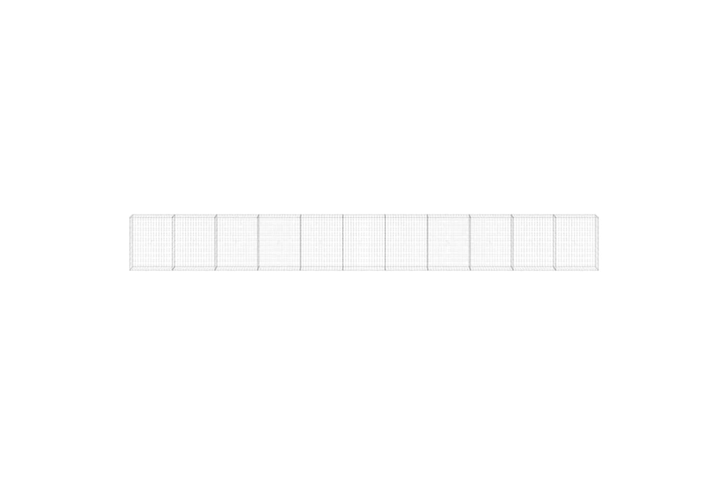 vidaXL 147817 Gabion Wall With Covers Galvanised Steel 900x30x100cm-4