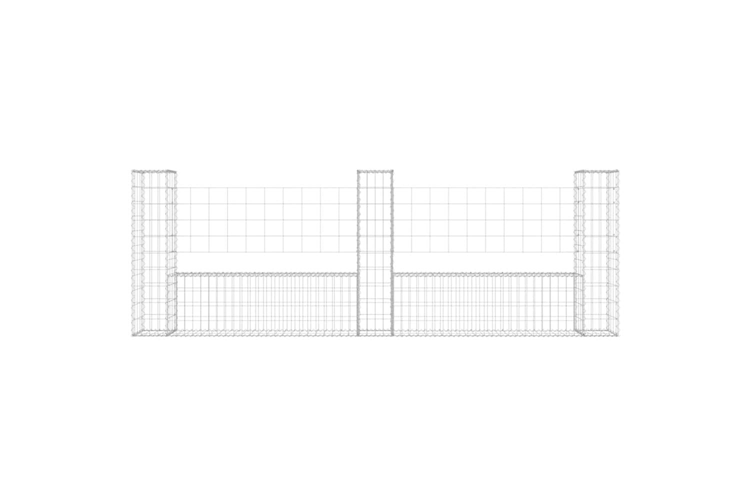 vidaXL 151276 U-shape Gabion Basket With 3 Posts Iron 260x20x100cm-3