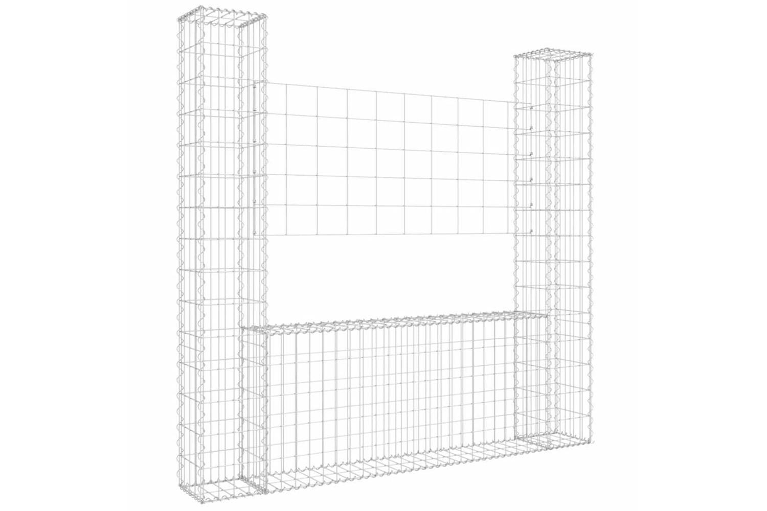 vidaXL 151282 U-shape Gabion Basket With 2 Posts Iron 140x20x150cm