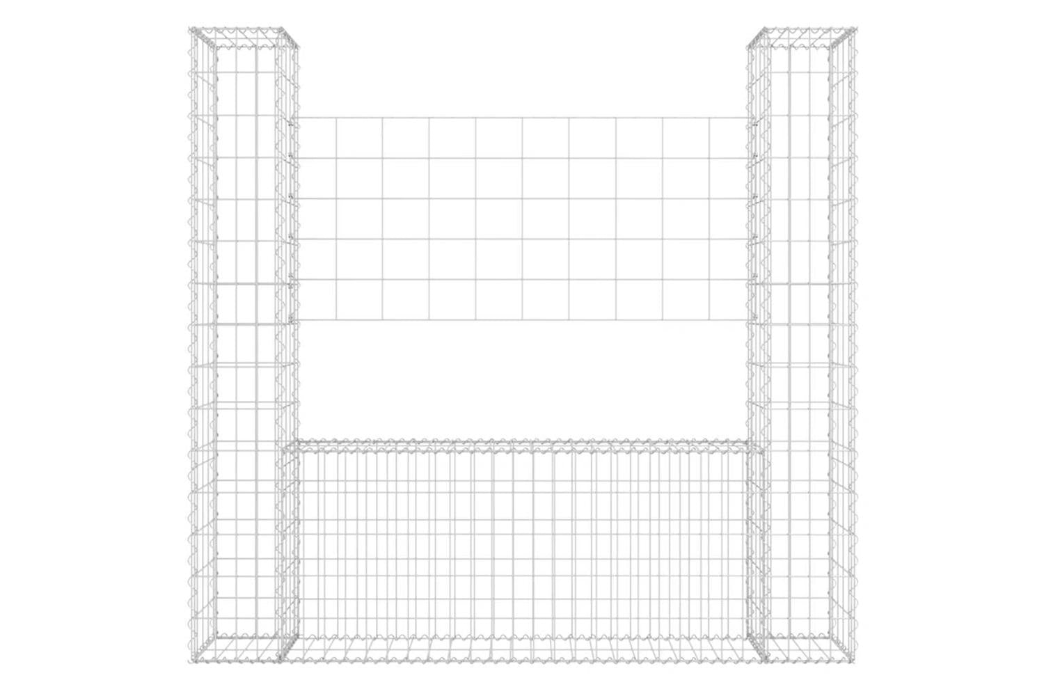 vidaXL 151282 U-shape Gabion Basket With 2 Posts Iron 140x20x150cm-3