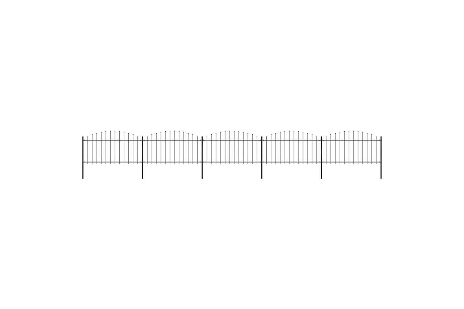 Vidaxl 277734 Garden Fence With Spear Top Steel (1.25-1.5)x8.5 M Black