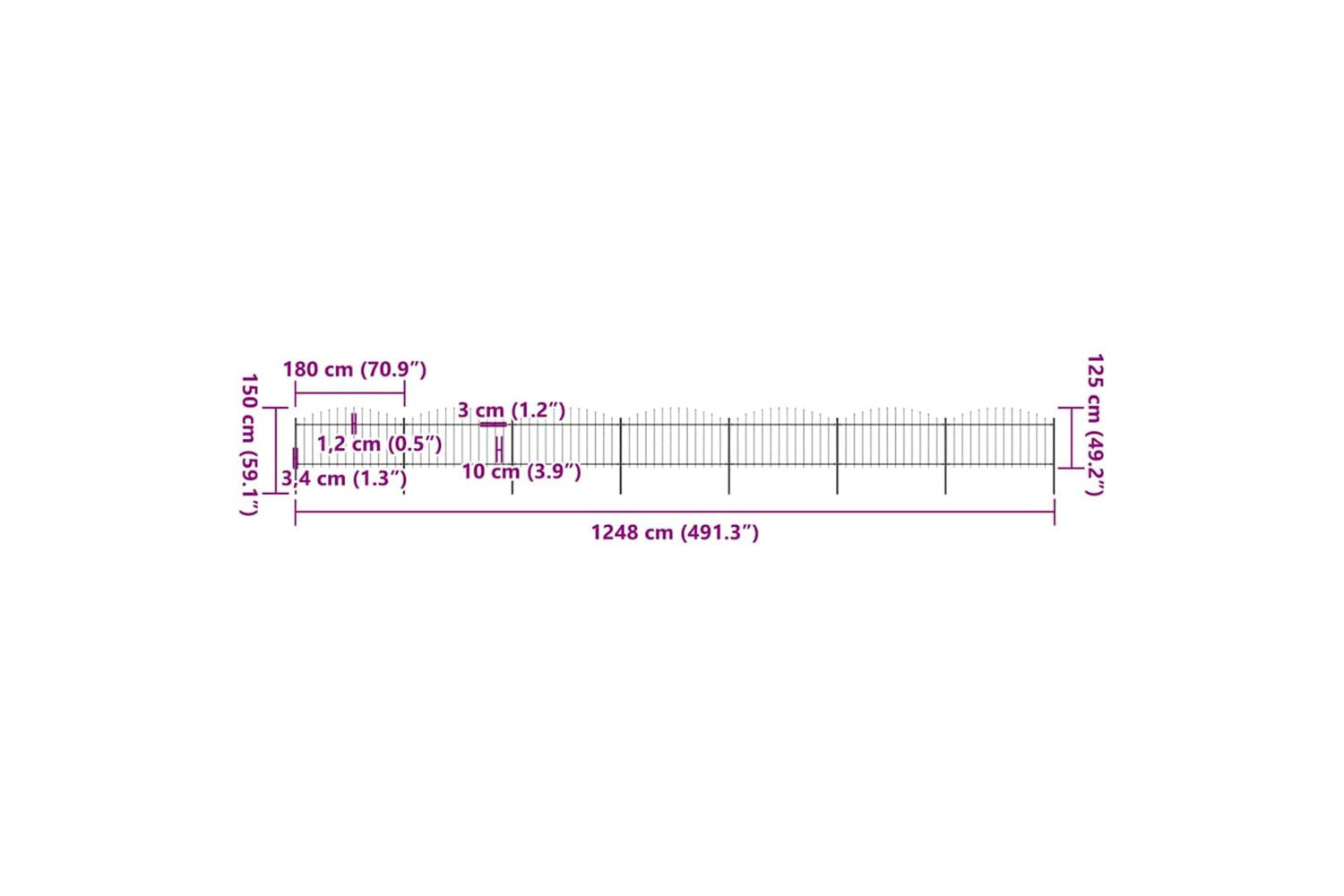Vidaxl 277736 Garden Fence With Spear Top Steel (1.25-1.5)x11.9 M Black-5