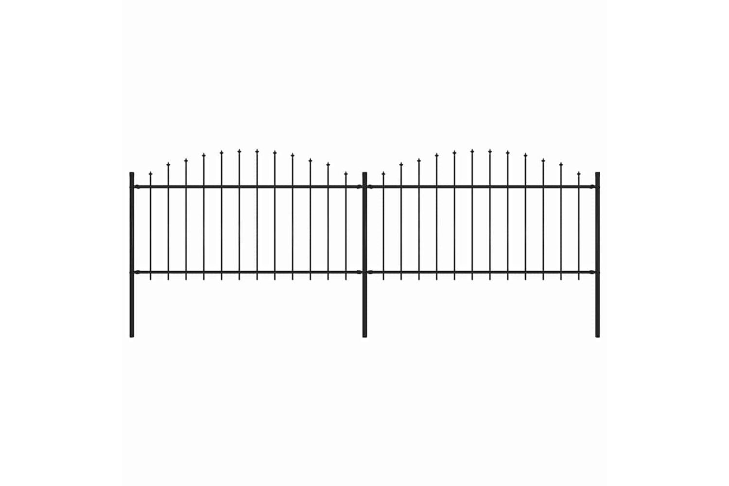 Vidaxl 277731 Garden Fence With Spear Top Steel (1.25-1.5)x3.4 M Black
