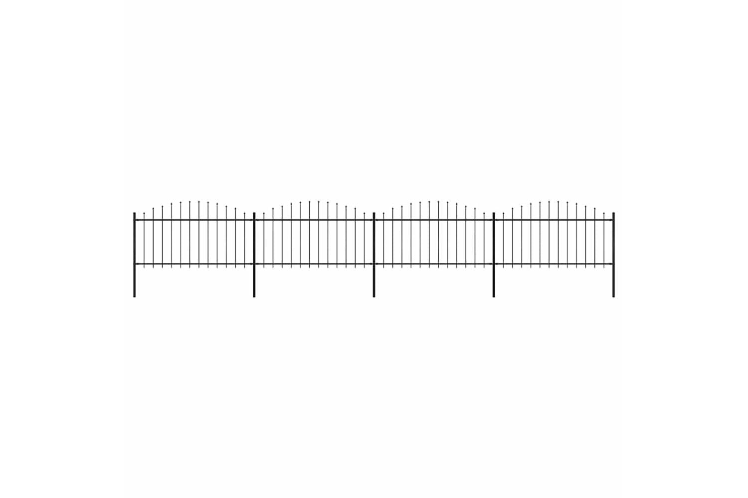 Vidaxl 277733 Garden Fence With Spear Top Steel (1.25-1.5)x6.8 M Black