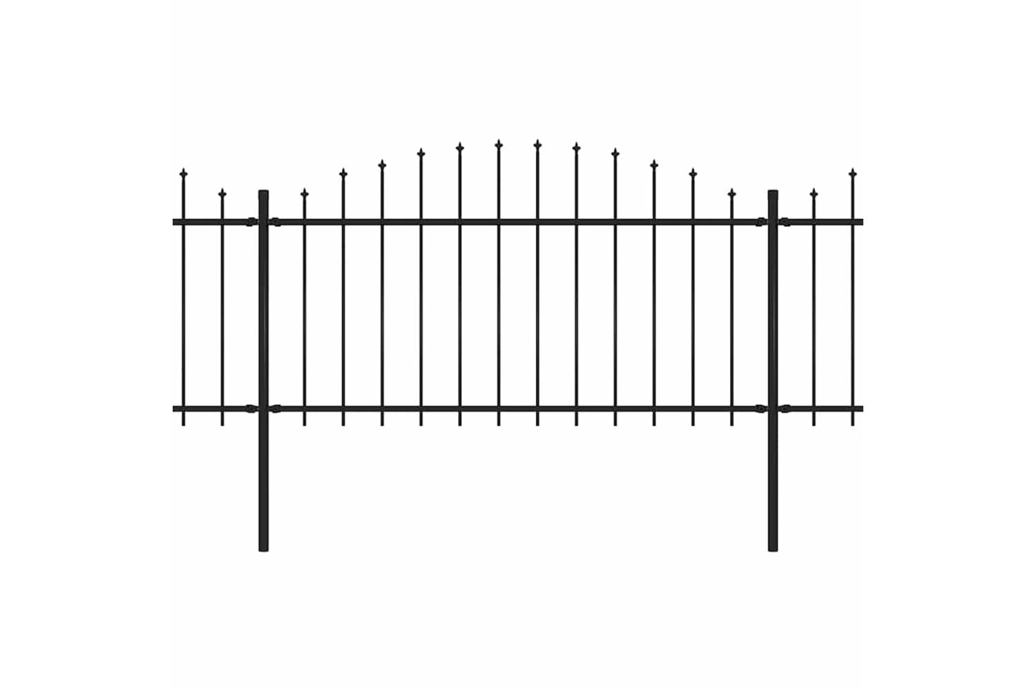 Vidaxl 277733 Garden Fence With Spear Top Steel (1.25-1.5)x6.8 M Black-2