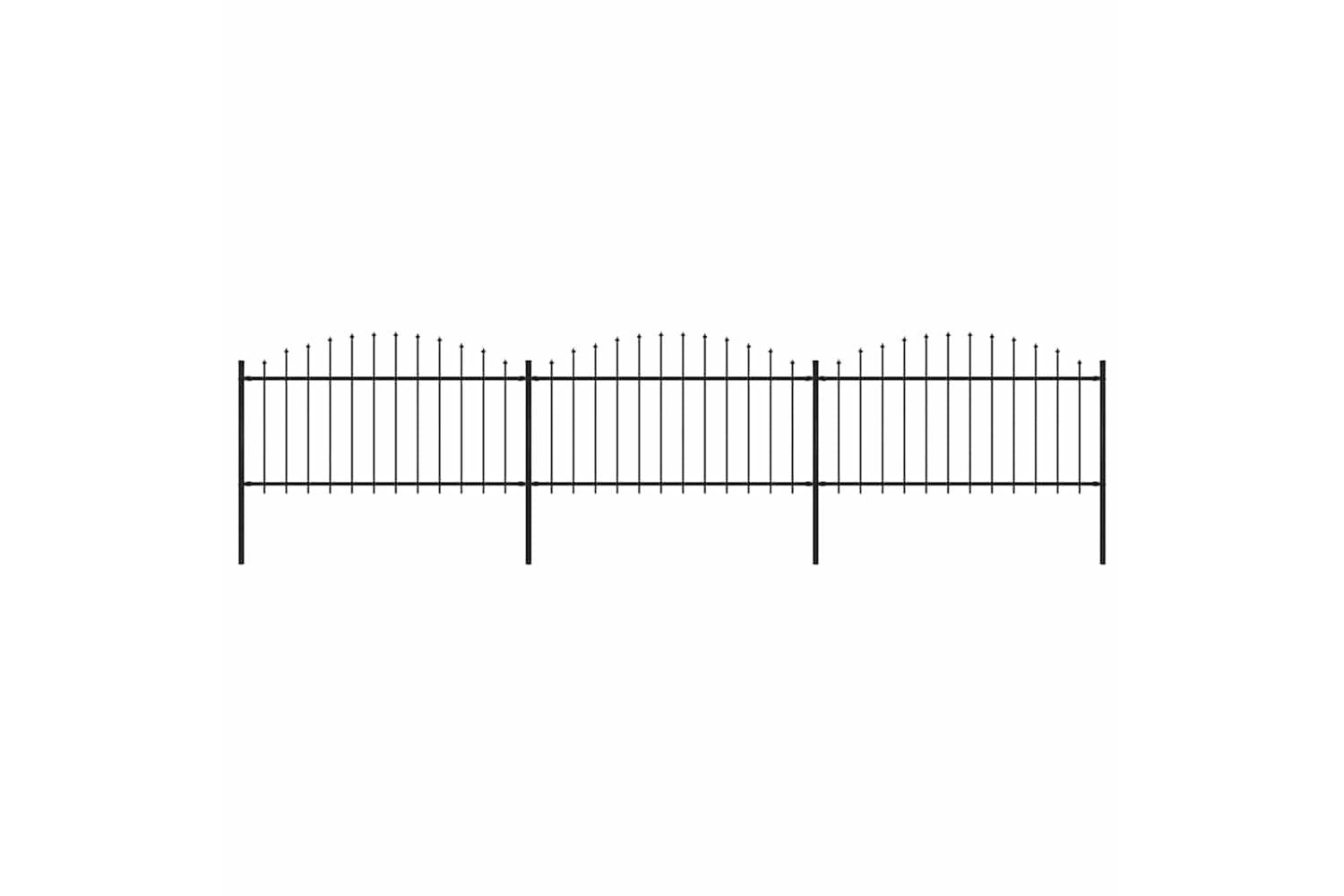 Vidaxl 277732 Garden Fence With Spear Top Steel (1.25-1.5)x5.1 M Black