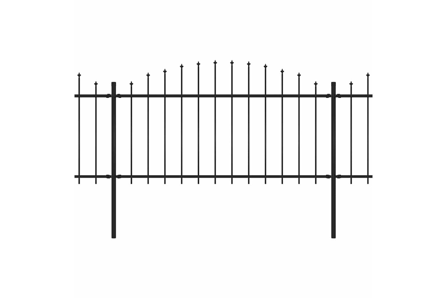 Vidaxl 277732 Garden Fence With Spear Top Steel (1.25-1.5)x5.1 M Black-2