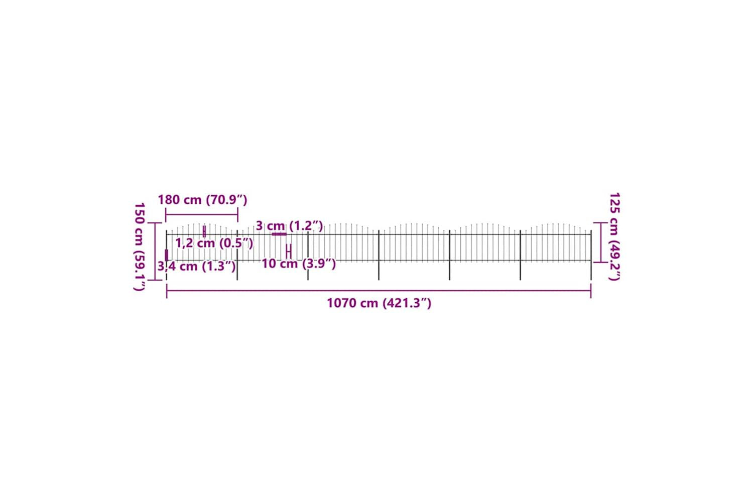 Vidaxl 277735 Garden Fence With Spear Top Steel (1.25-1.5)x10.2 M Black-5