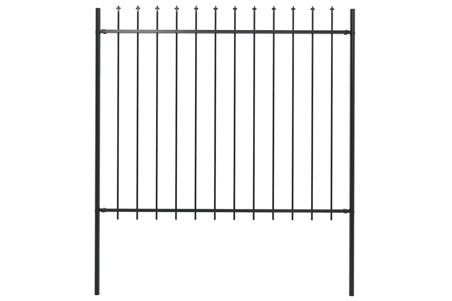 Vidaxl Garden Fence With Spear Top Steel 1.8 M Black