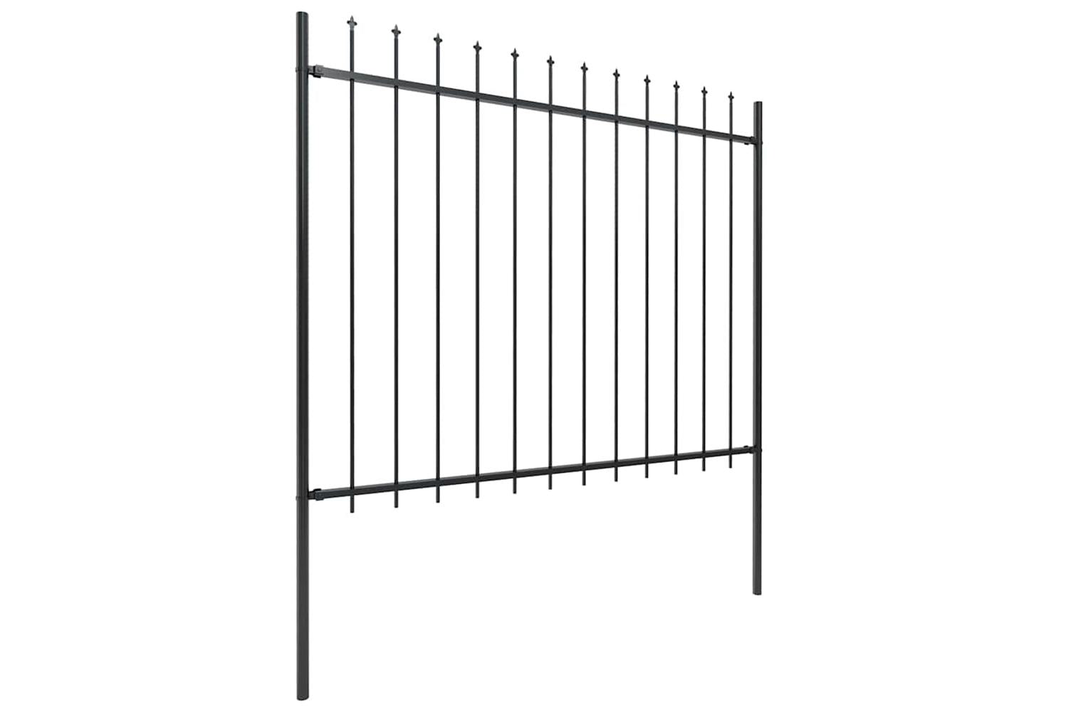Vidaxl Garden Fence With Spear Top Steel 1.8 M Black-2