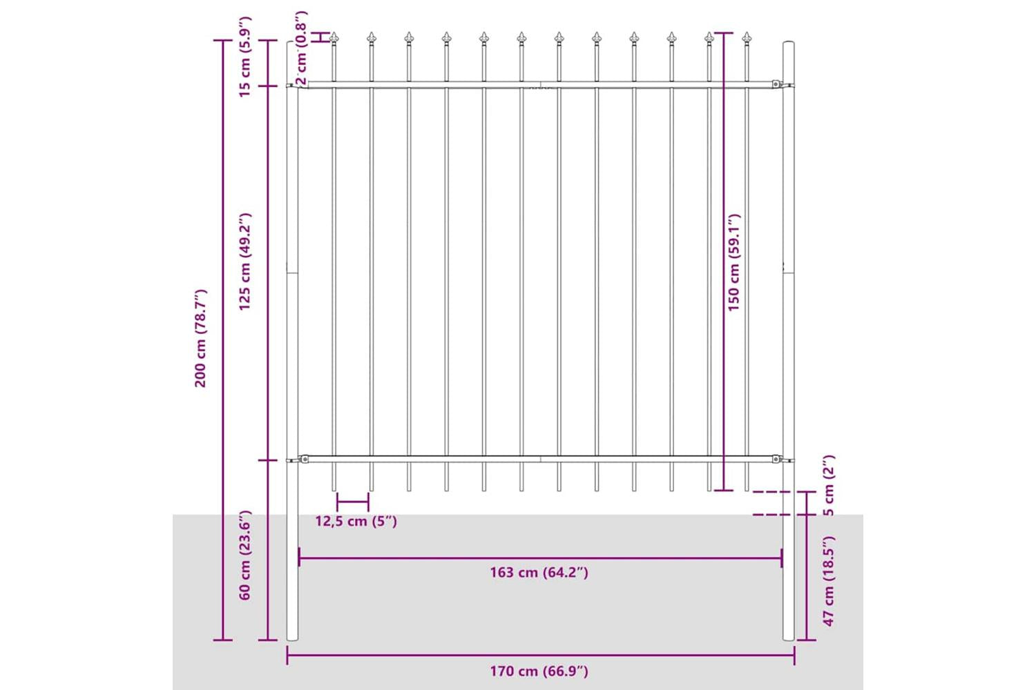 Vidaxl Garden Fence With Spear Top Steel 1.8 M Black-5