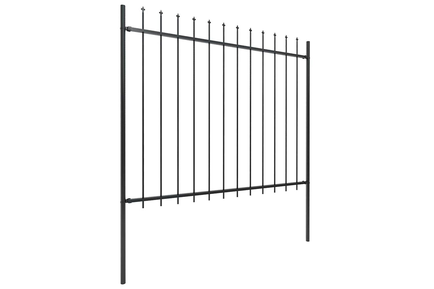 Vidaxl 277635 Garden Fence With Spear Top Steel 11.9x1.5 M Black-2