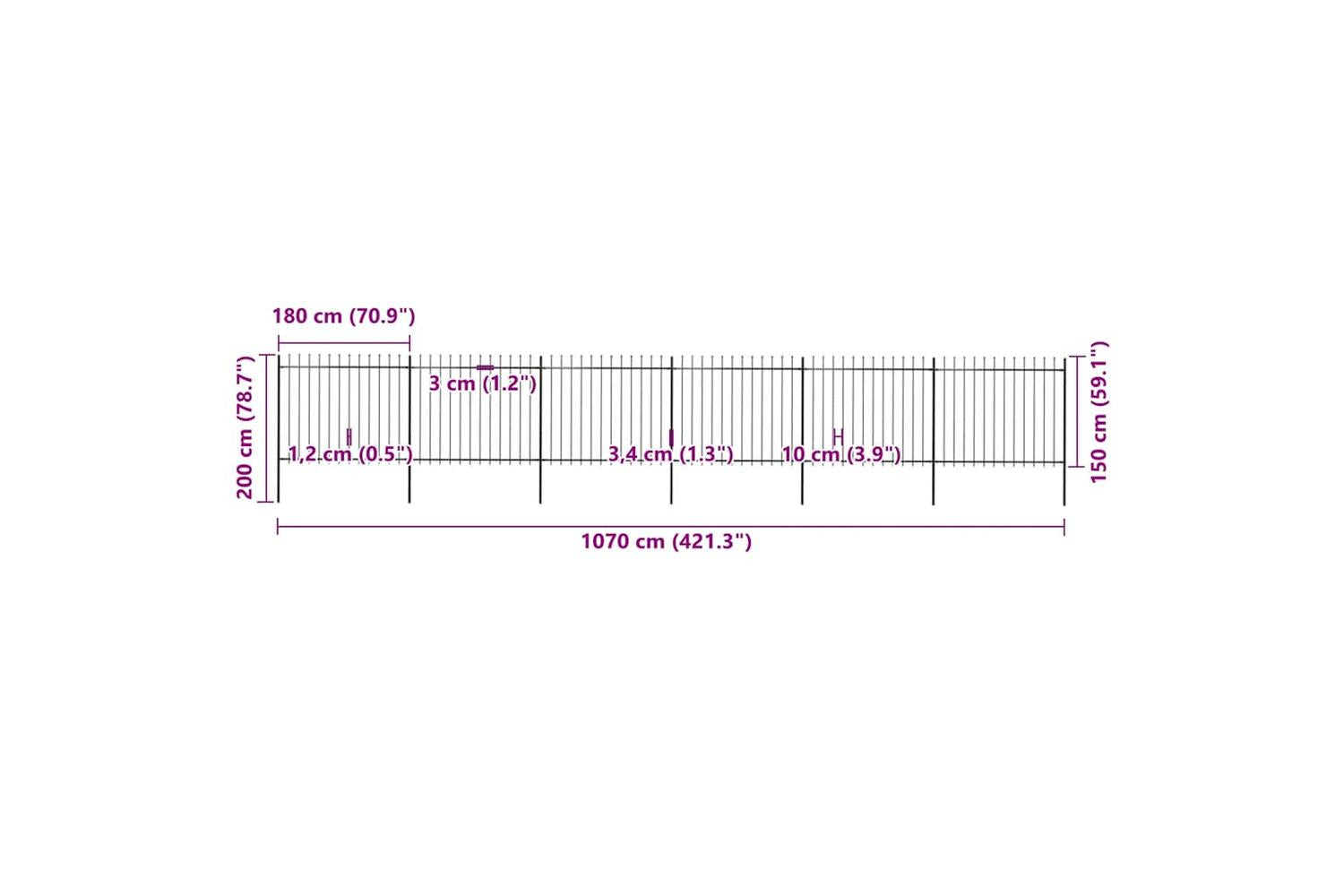Vidaxl 277634 Garden Fence With Spear Top Steel 10.2x1.5 M Black-5