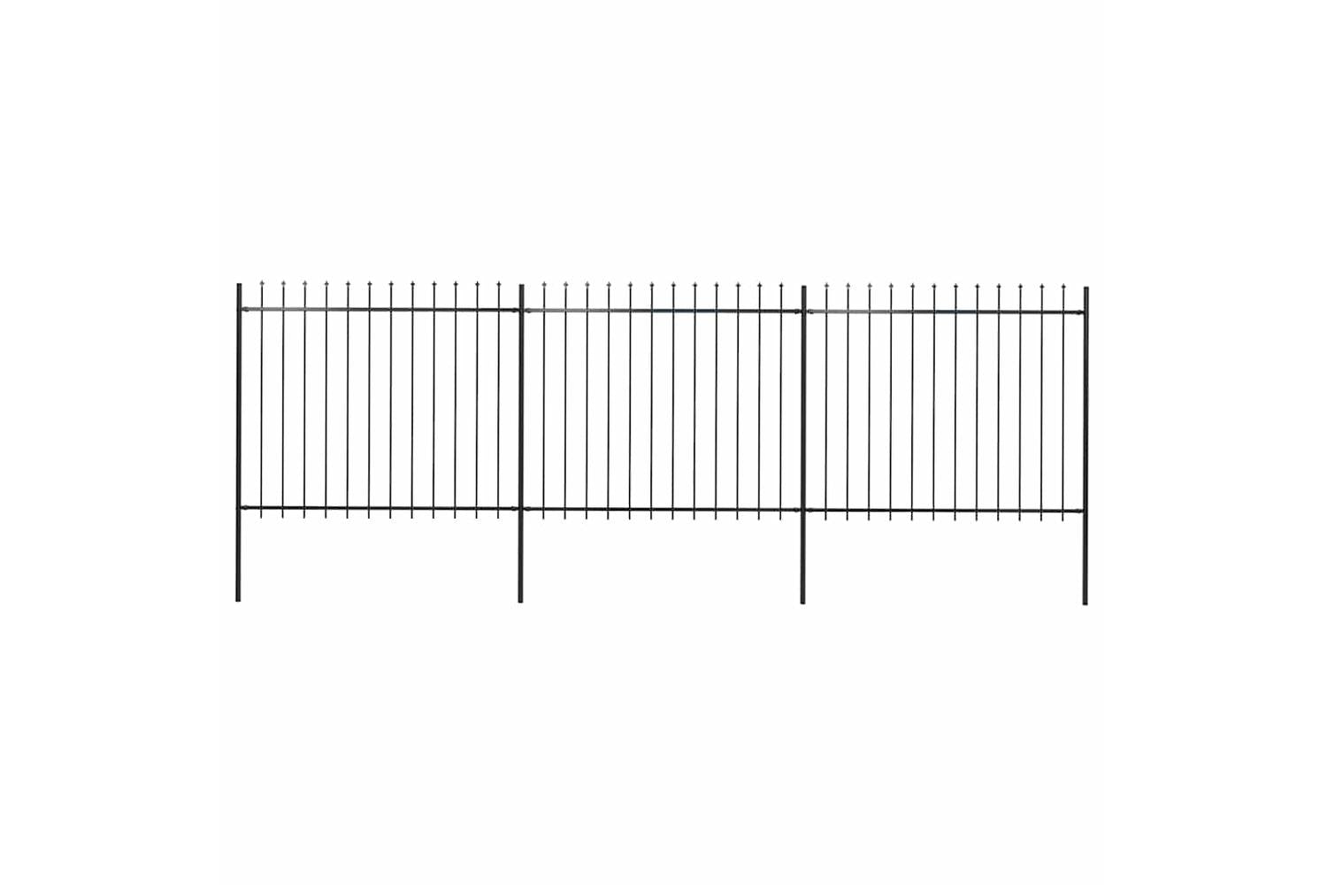 Vidaxl 277631 Garden Fence With Spear Top Steel 5.1x1.5 M Black