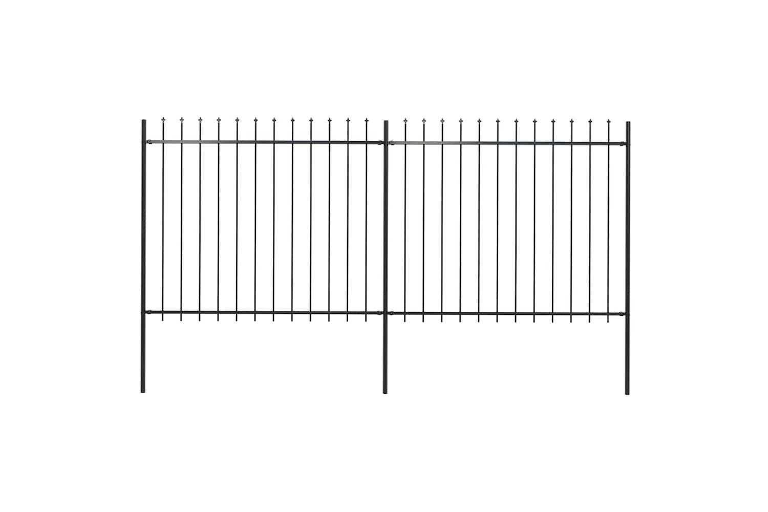 Vidaxl 277630 Garden Fence With Spear Top Steel 3.4x1.5 M Black
