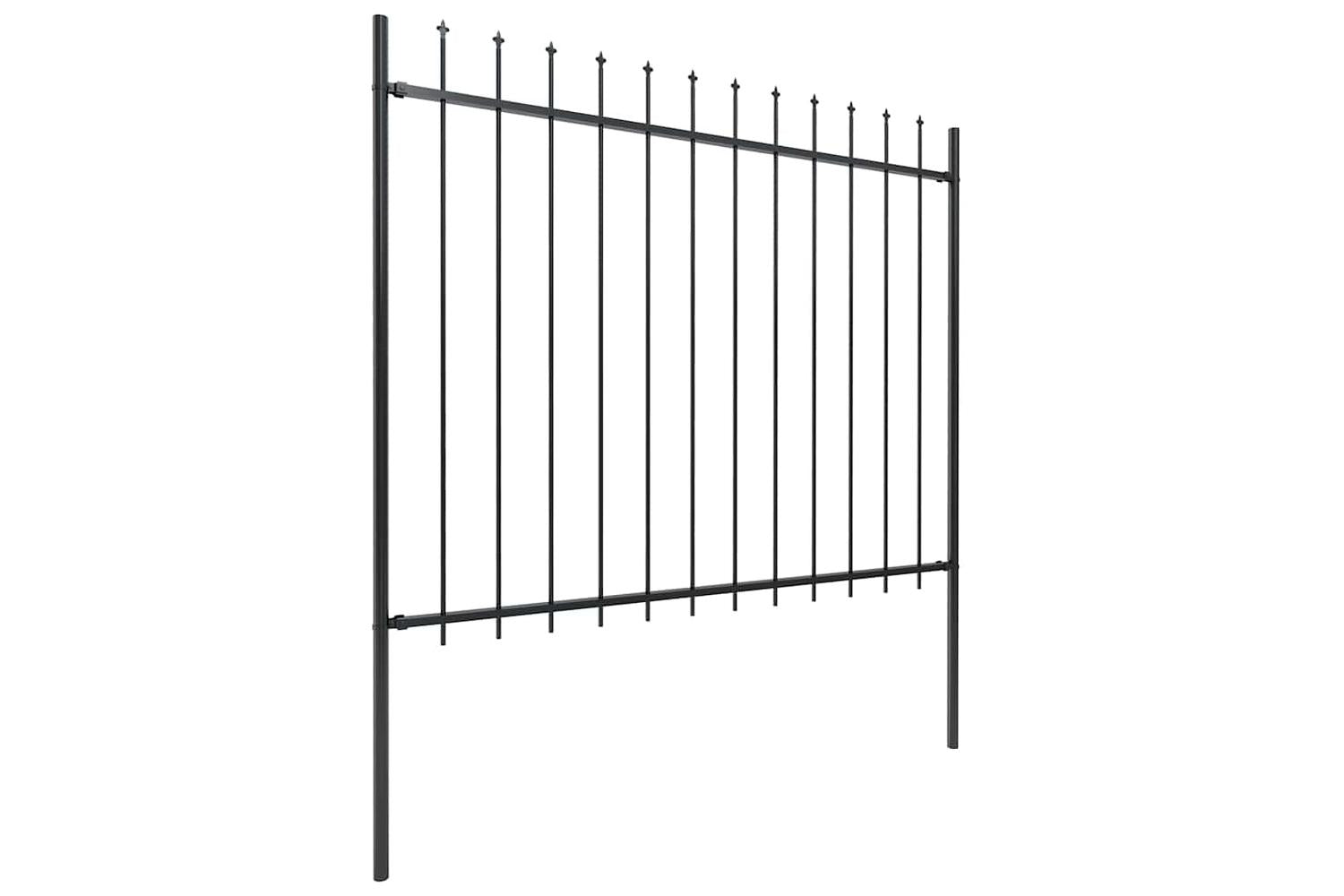 Vidaxl 277630 Garden Fence With Spear Top Steel 3.4x1.5 M Black-2