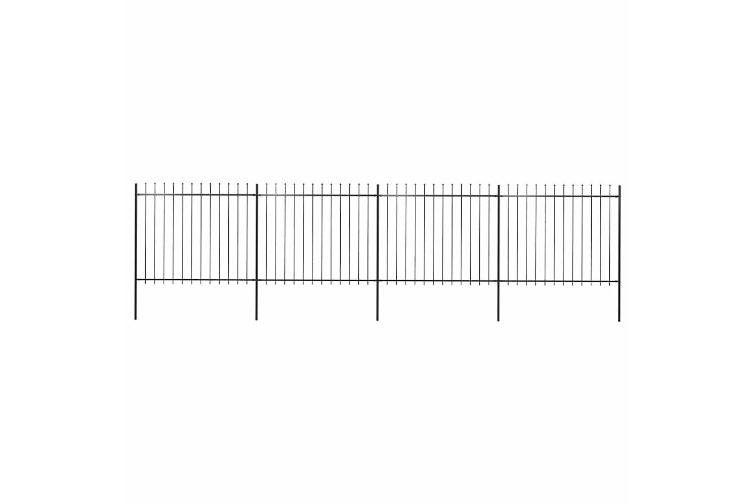 Vidaxl 277632 Garden Fence With Spear Top Steel 6.8x1.5 M Black