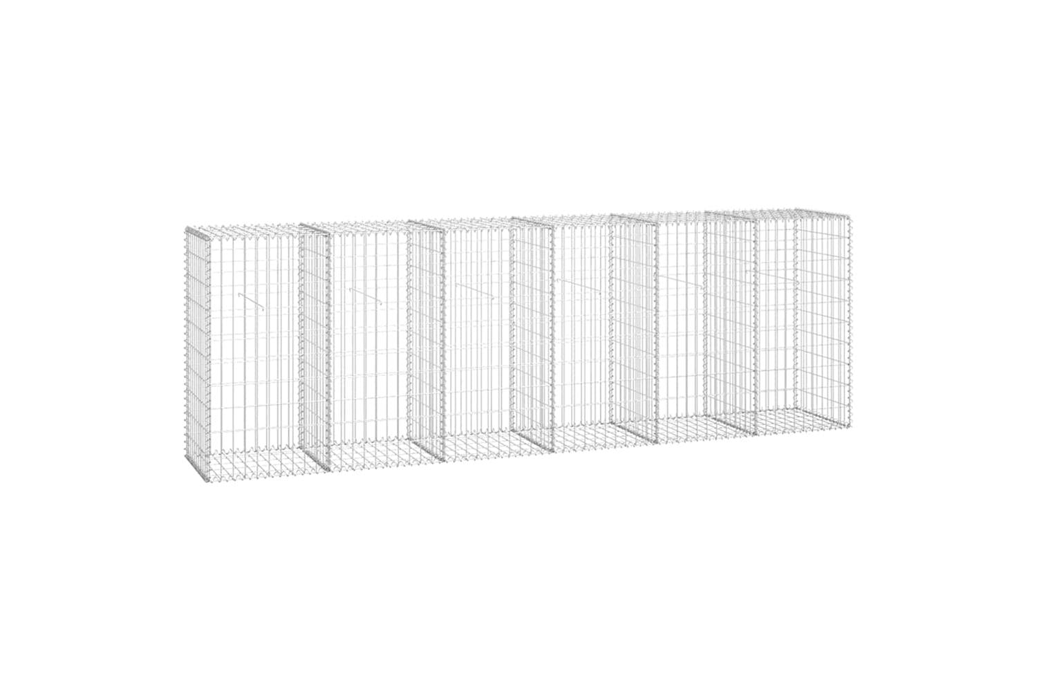 vidaXL 143592 Gabion Wall With Covers Galvanised Steel 300x50x100cm