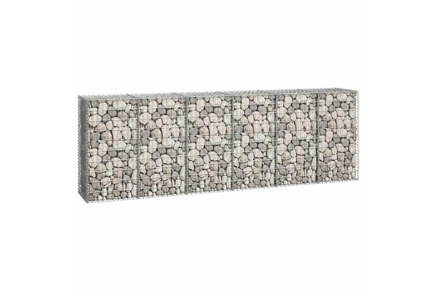 vidaXL 143592 Gabion Wall With Covers Galvanised Steel 300x50x100cm-4